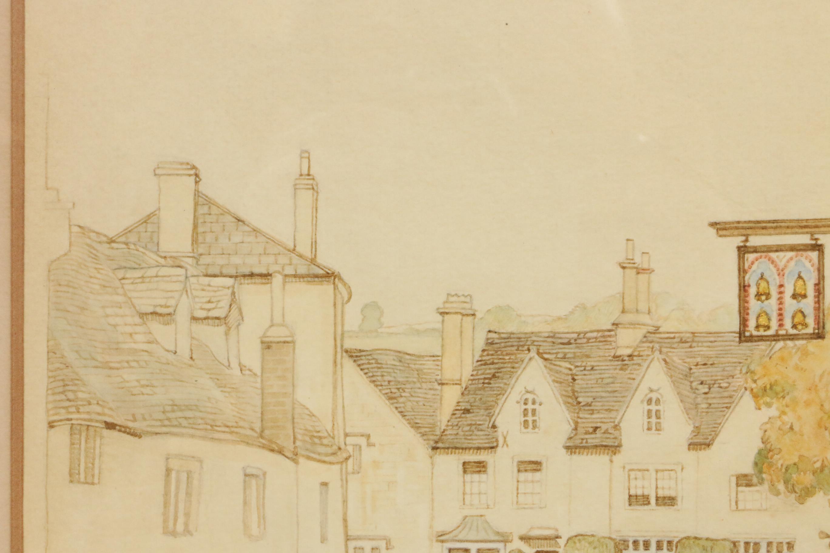 Walter Herbert Allcott Street Scene Watercolor Painting, 20th Century