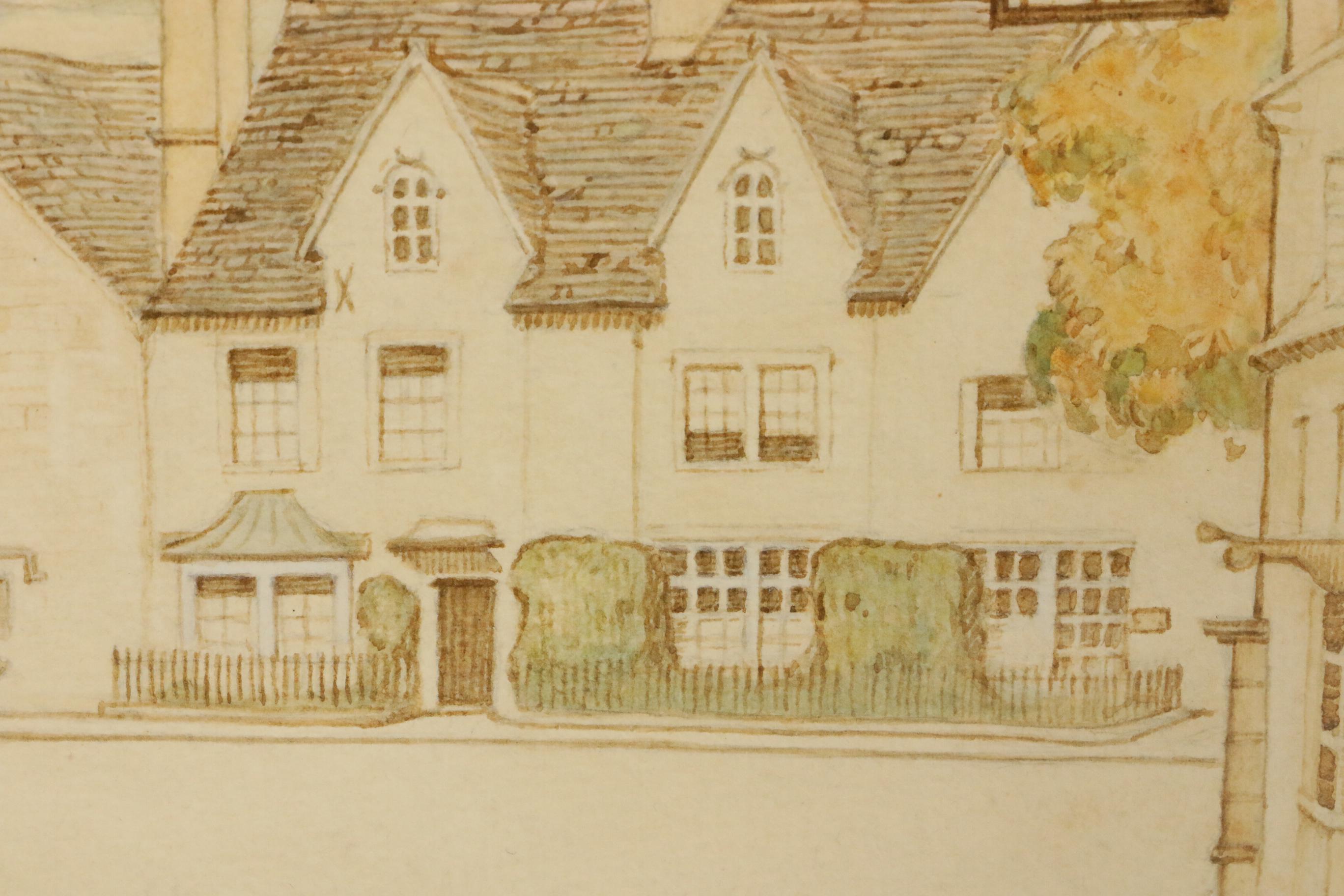 Walter Herbert Allcott Street Scene Watercolor Painting, 20th Century