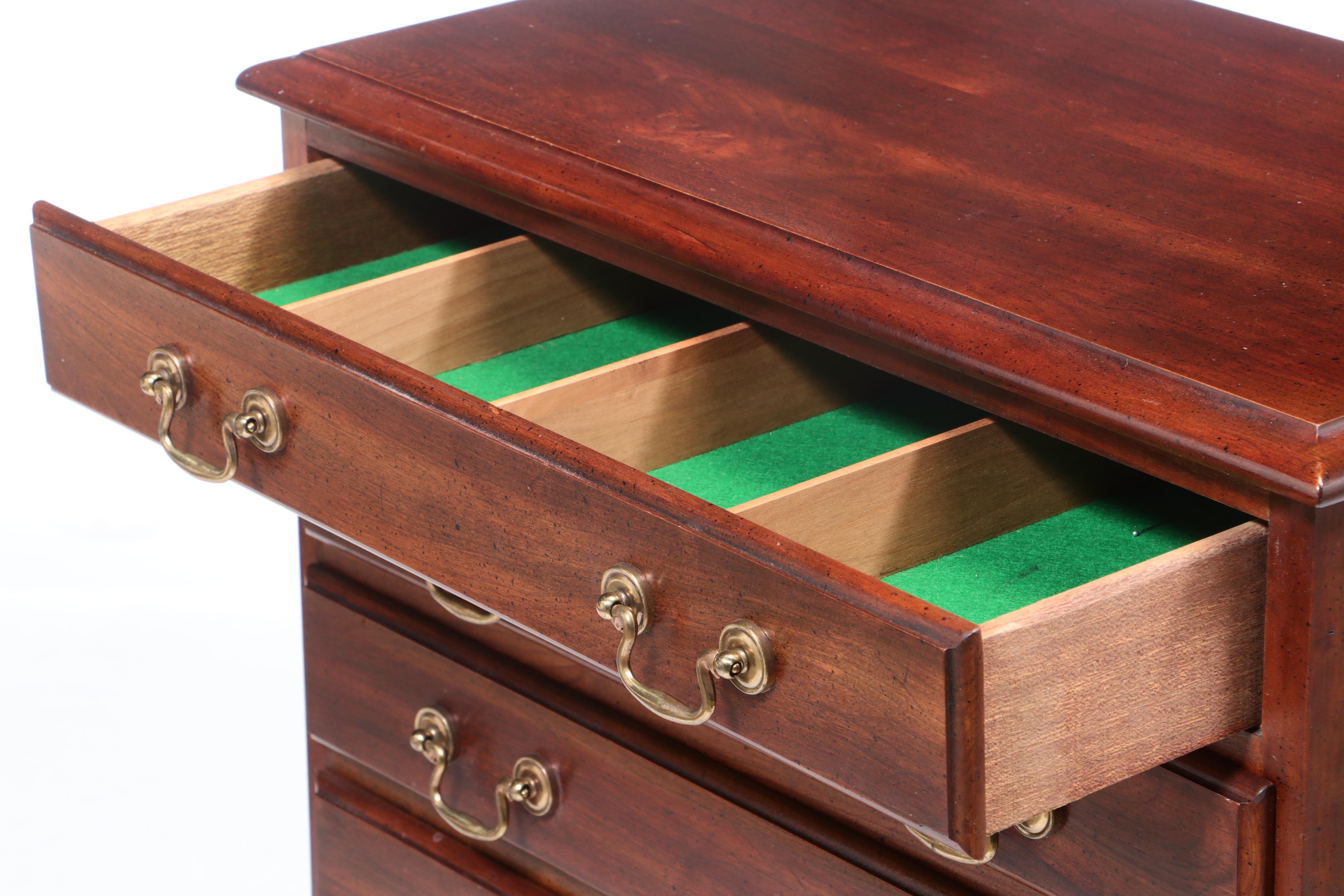 Queen Anne Style Cherry Silverware Chest of Drawers, Mid20th Century