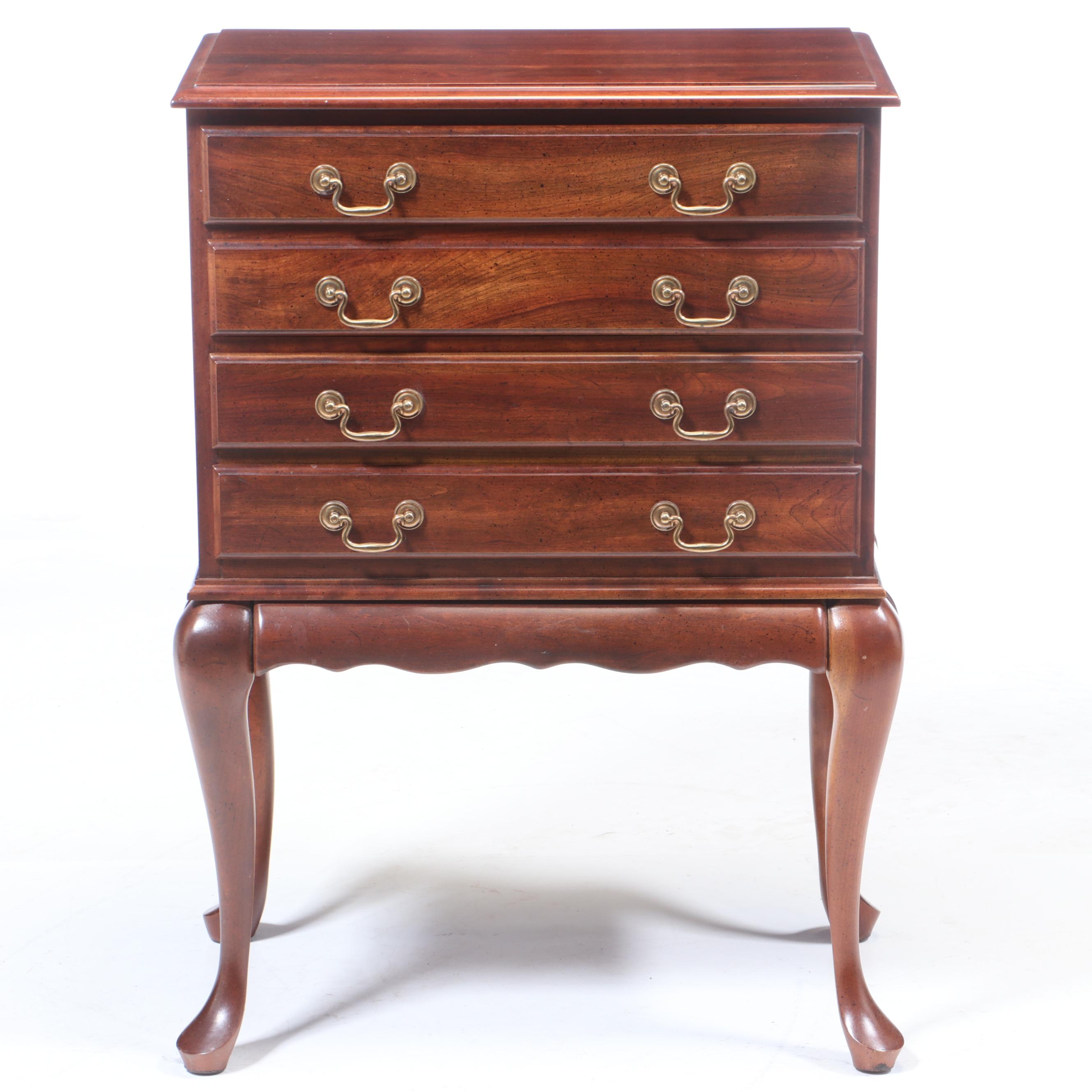 Queen Anne Style Cherry Silverware Chest of Drawers, Mid-20th Century