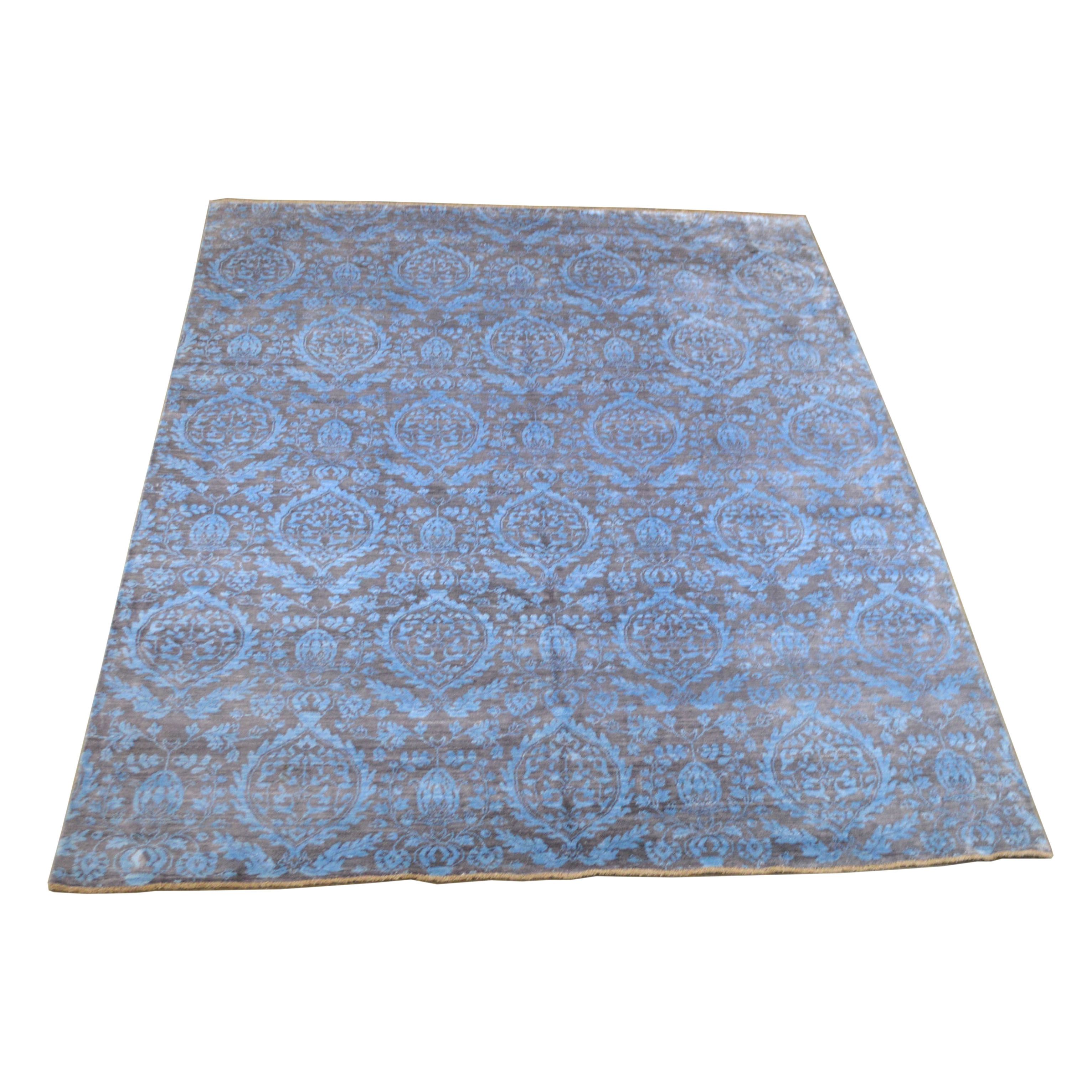 8' x 10' Hand-Knotted Indian Wool and Viscose Rug from The Rug Gallery