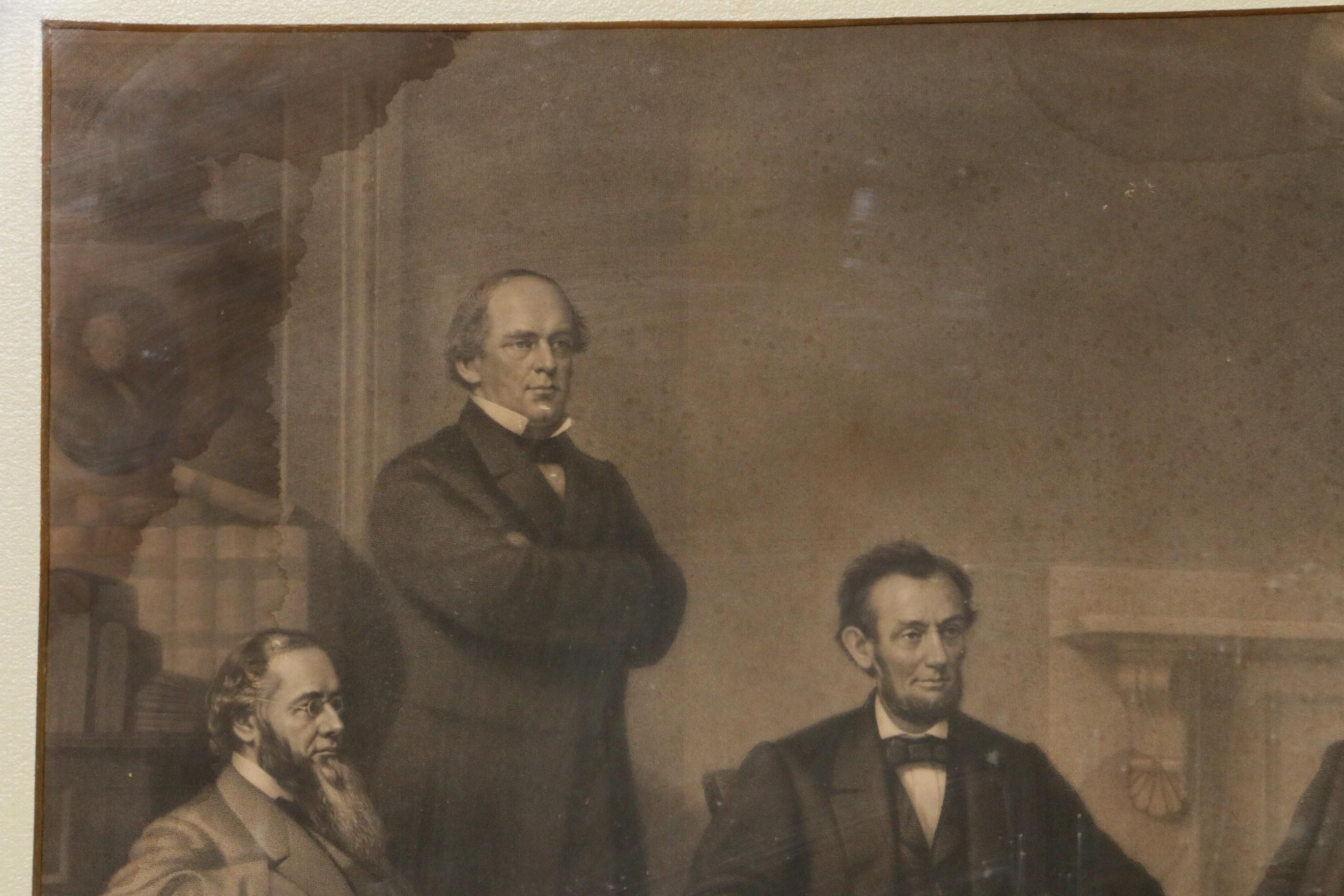 Steel Engraving "The First Reading of the Emancipation Proclamation", 1866