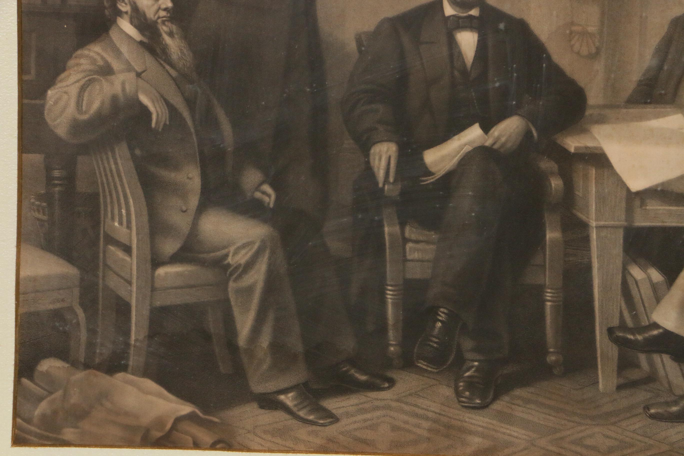 Steel Engraving "The First Reading of the Emancipation Proclamation", 1866