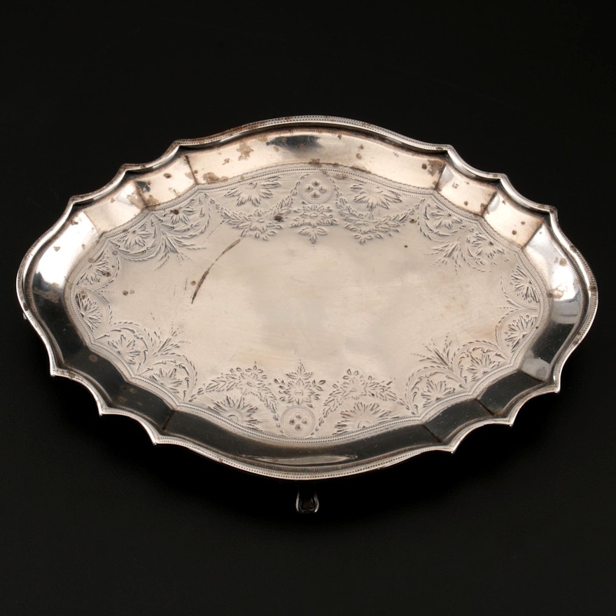 Charles Aldridge of London Chased Sterling Silver Footed Salver, 1793