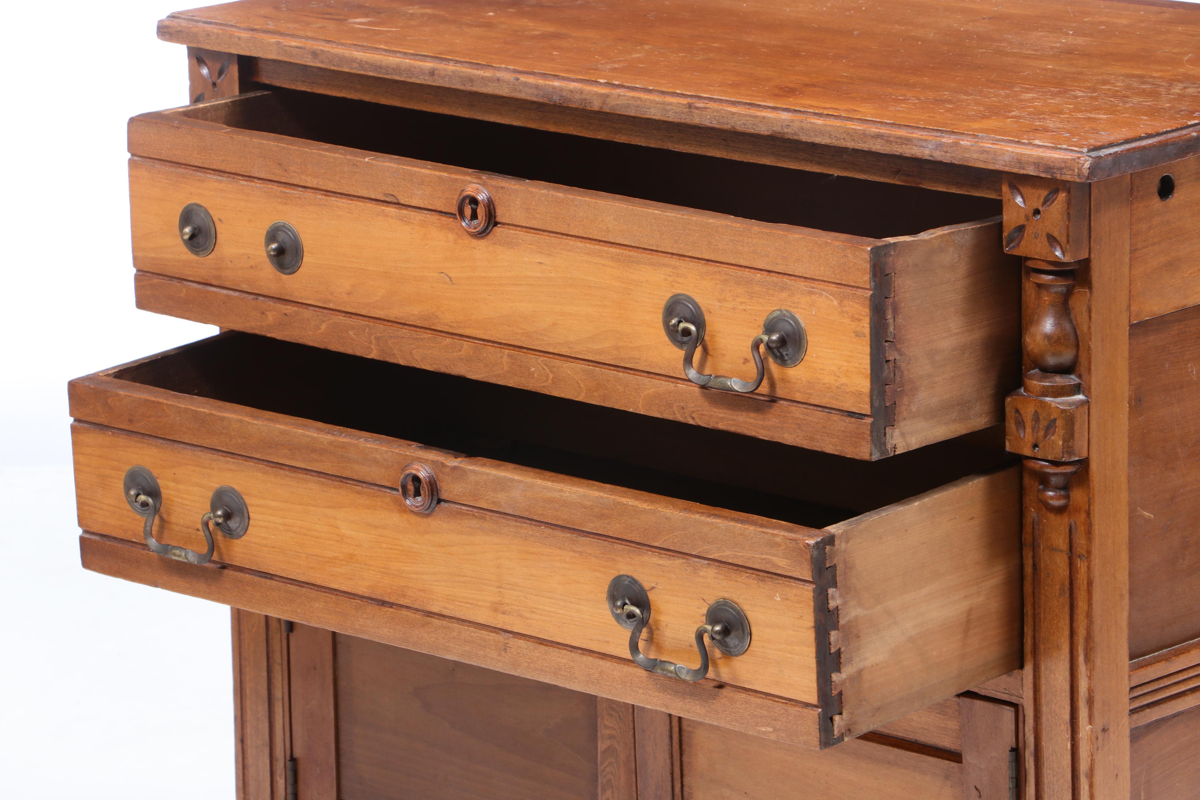Victorian Walnut Drawer Front Cabinet, Late 19th Century