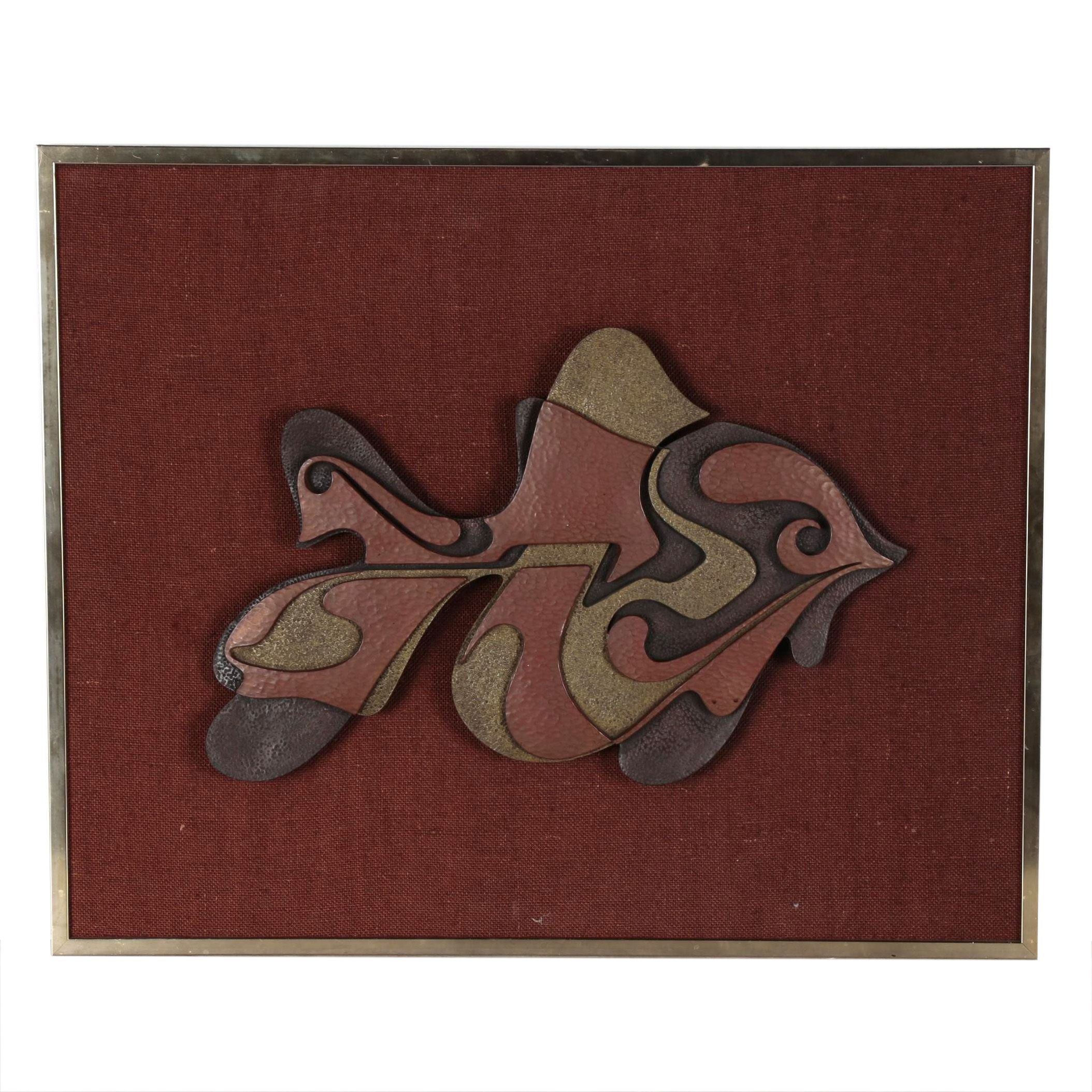 Giovanni Schoeman Cold Cast Bronze and Nickel Relief Sculpture of Abstract Fish