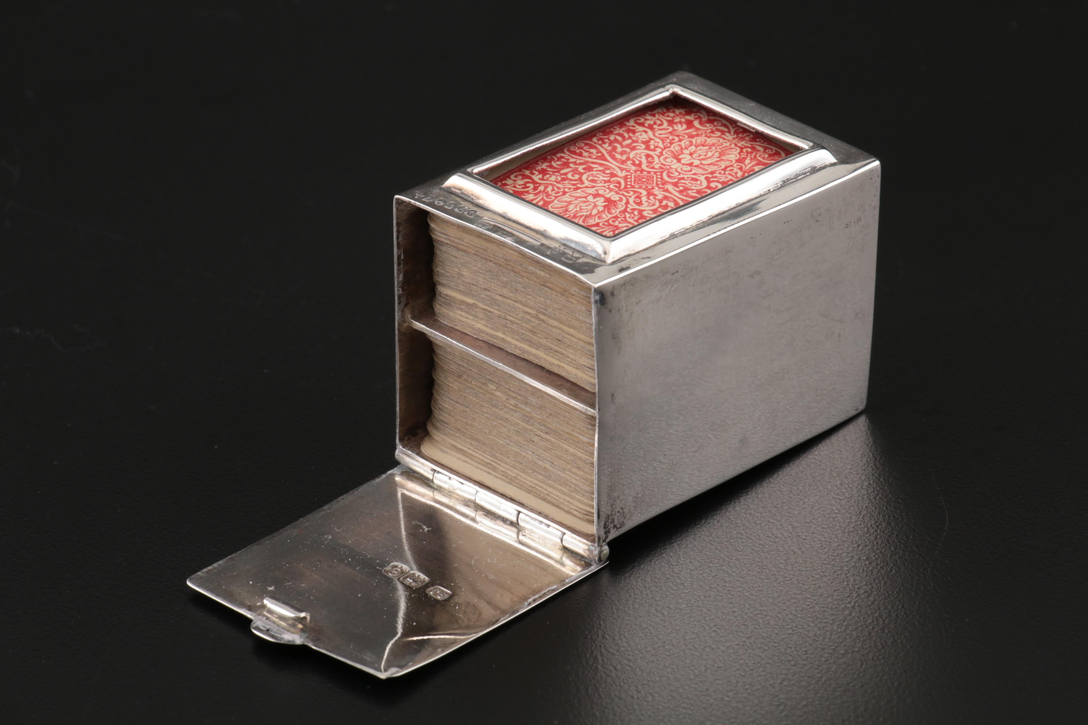 Samuel Jacob Sterling Silver Cased Letterpress Playing Cards, 1900