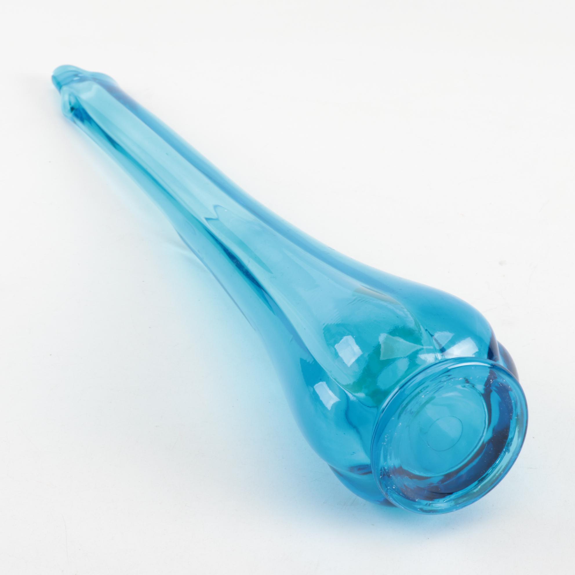 Mid Century Modern Blue Swung Glass Vases