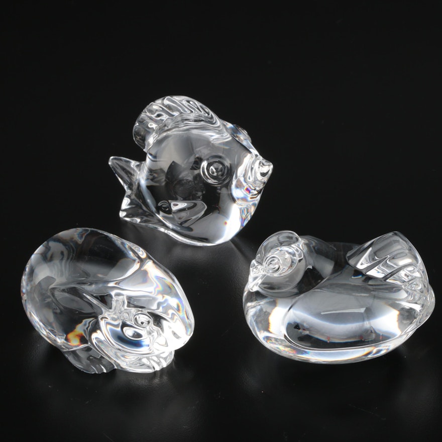 Steuben "Fish," "Hen," and "Rabbit" Art Glass Hand Coolers, Contemporary