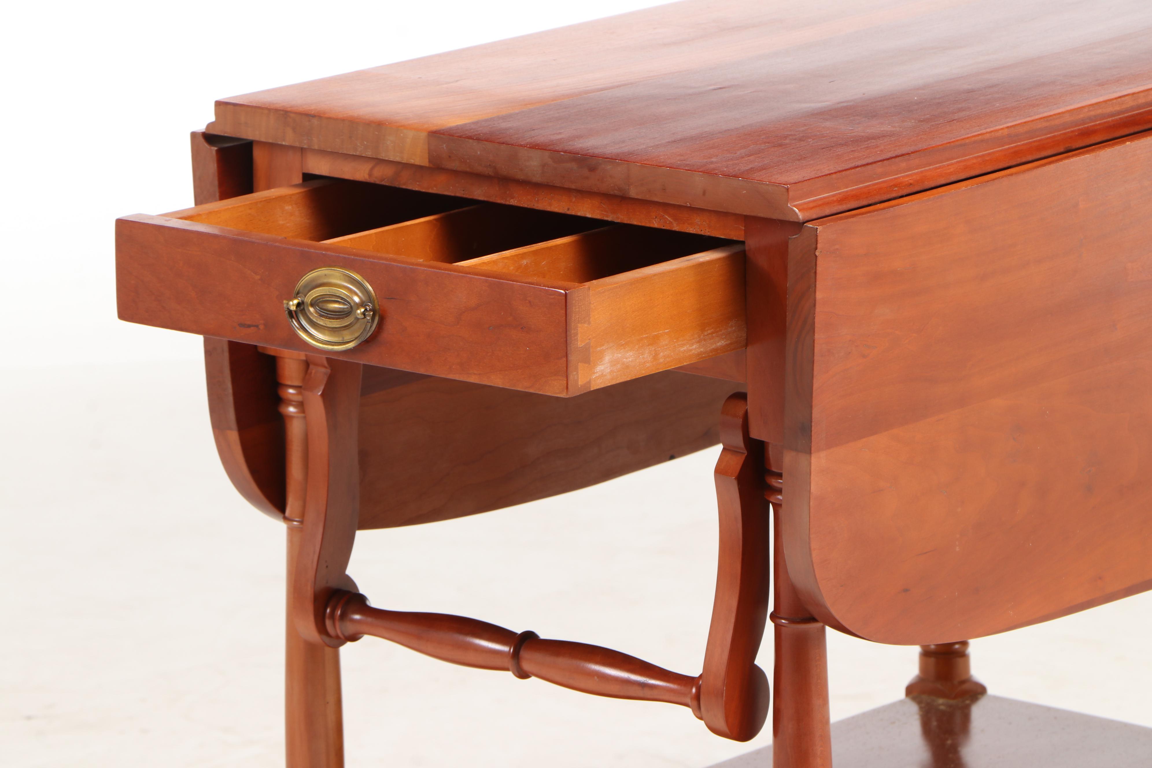 Cherry Drop-Leaf Silverware Buffet Server Cart, Mid-20th Century