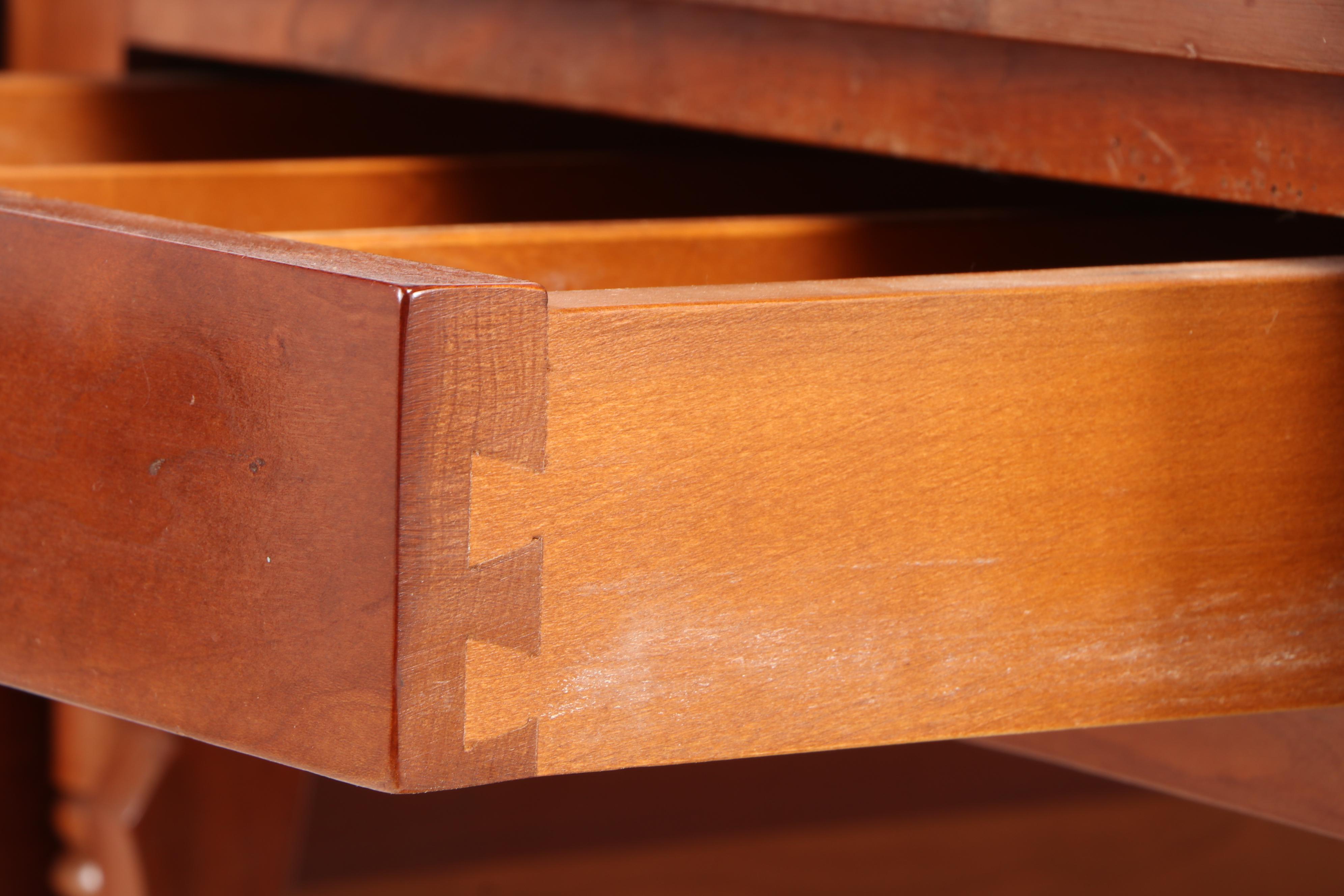 Cherry Drop-Leaf Silverware Buffet Server Cart, Mid-20th Century