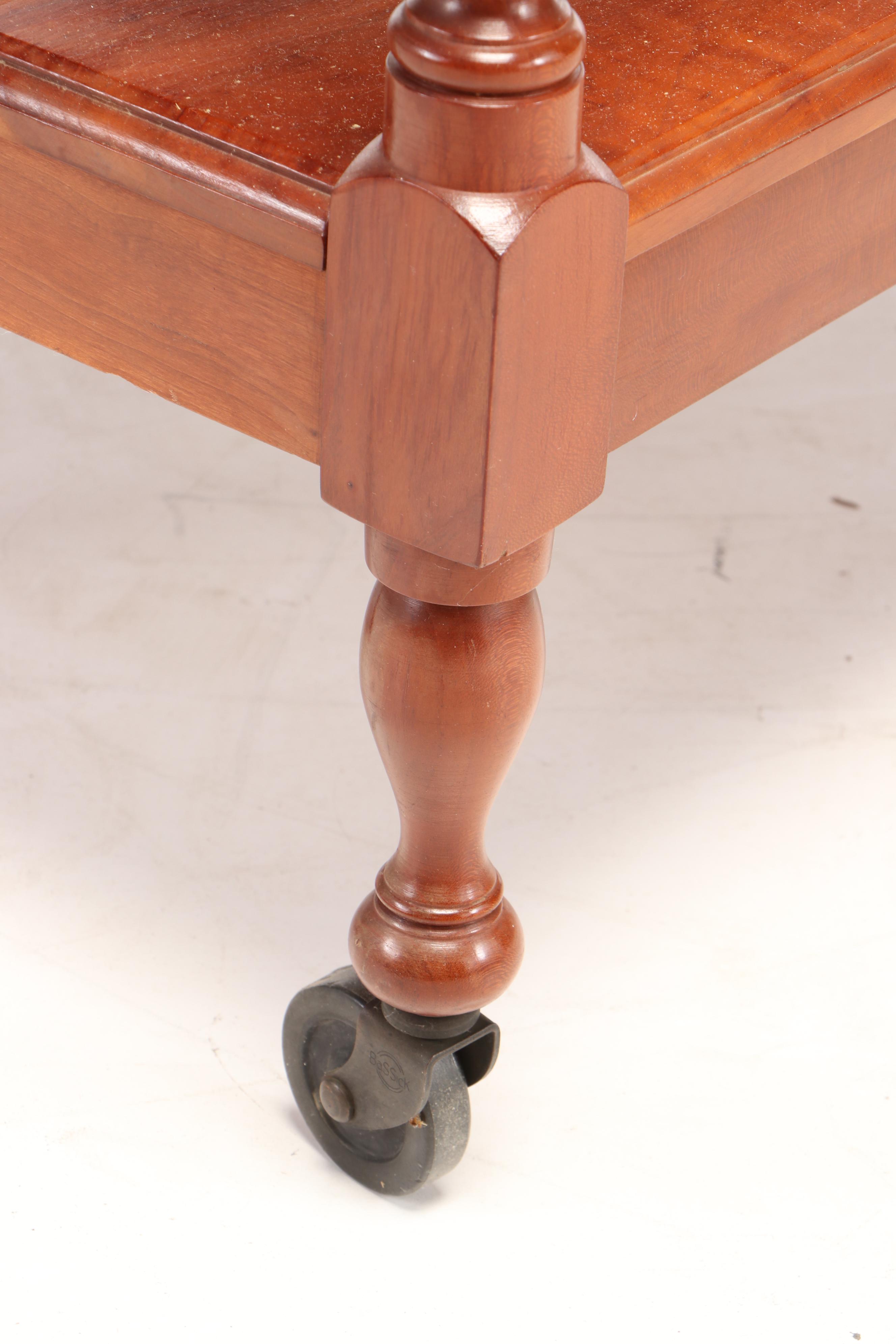 Cherry Drop-Leaf Silverware Buffet Server Cart, Mid-20th Century