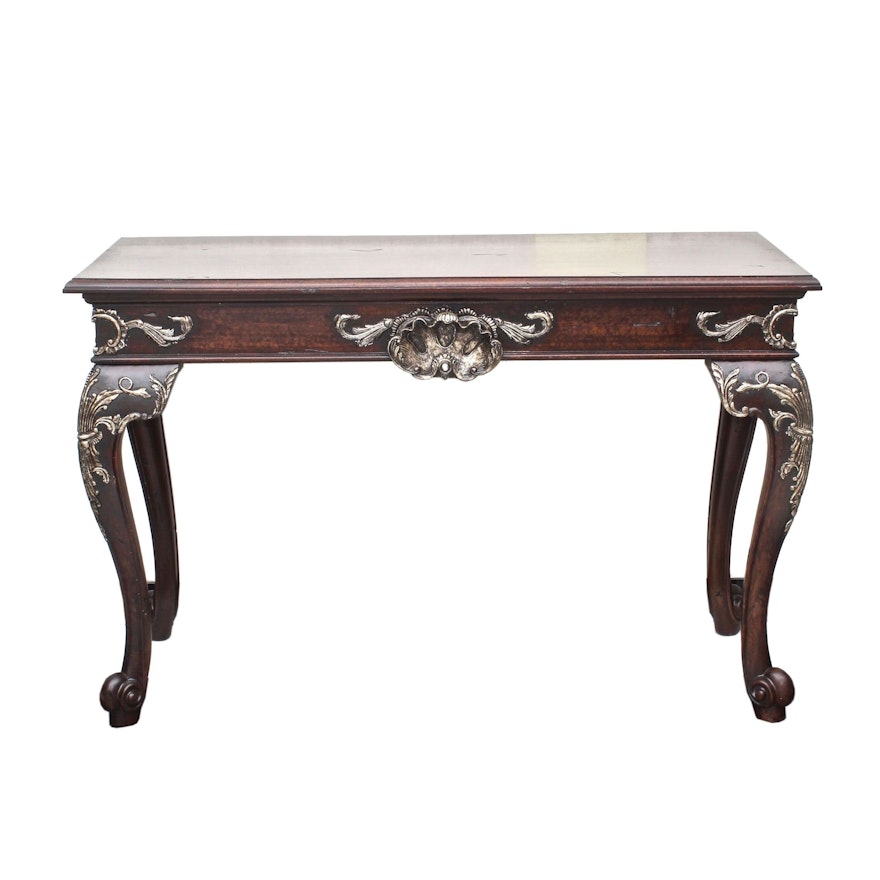 Mahogany Scrolled Feet Console Table