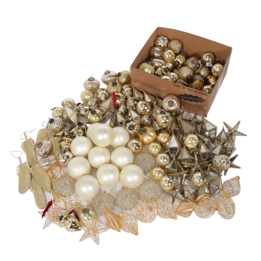 Antiqued Speckled Glass Ornaments in the Style of Kugel and Pottery Barn