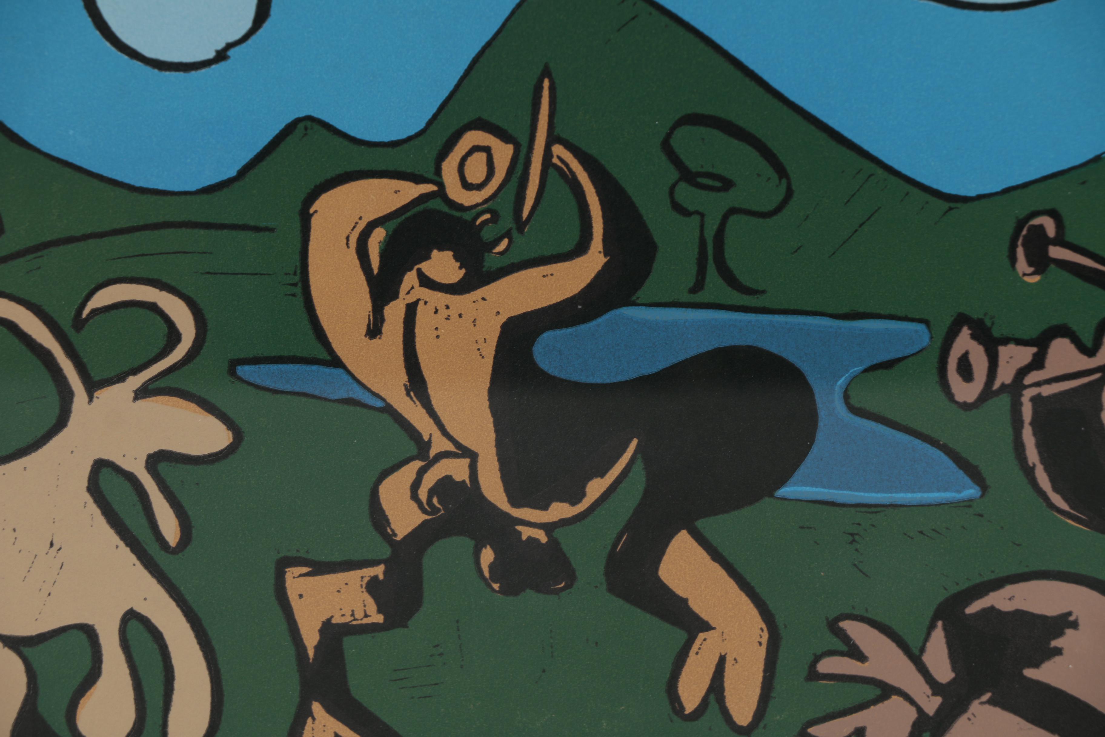 Pablo Picasso Linoleum Cut "Faunes et Chèvre", 1962