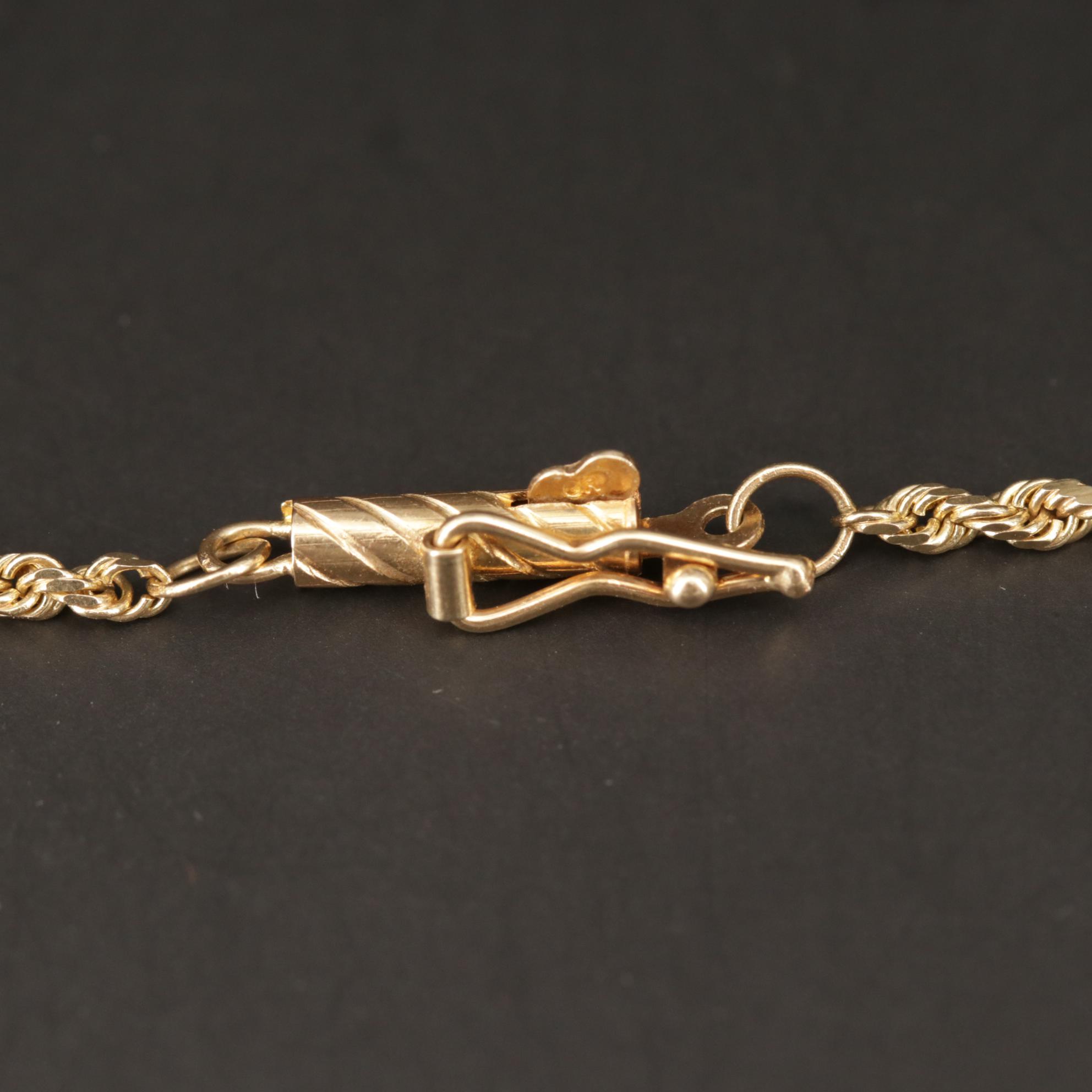 14K Gold Bezel and Rope Chain Necklace With 1994 $5 Gold Eagle Bullion Coin