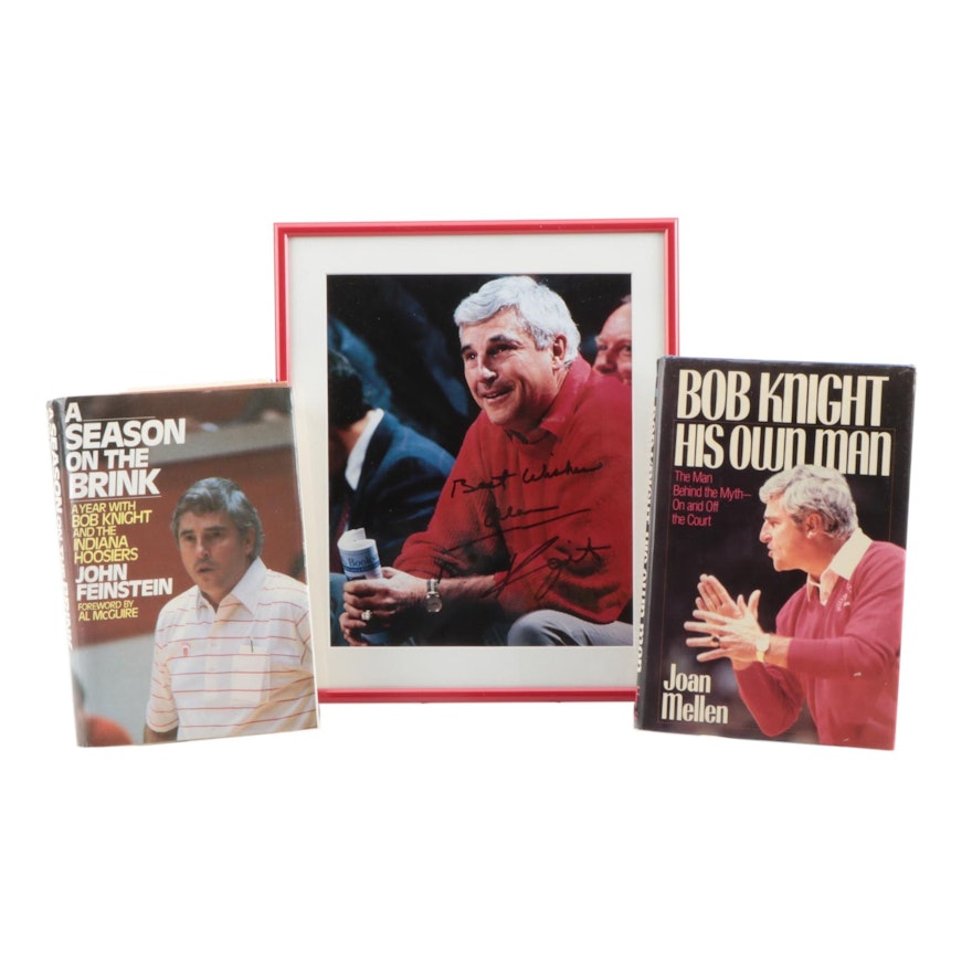 Bobby Knight Signed Indiana University Framed Photo Print with Books