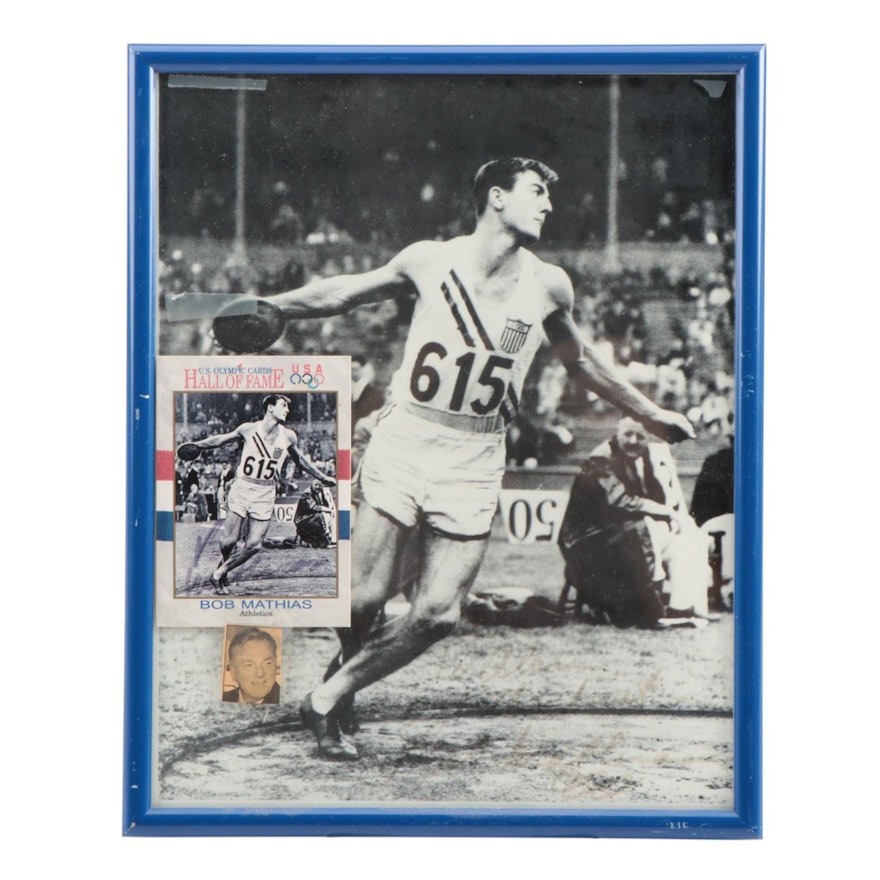 Bob Mathias Signed Olympic Card with Framed Photo Print