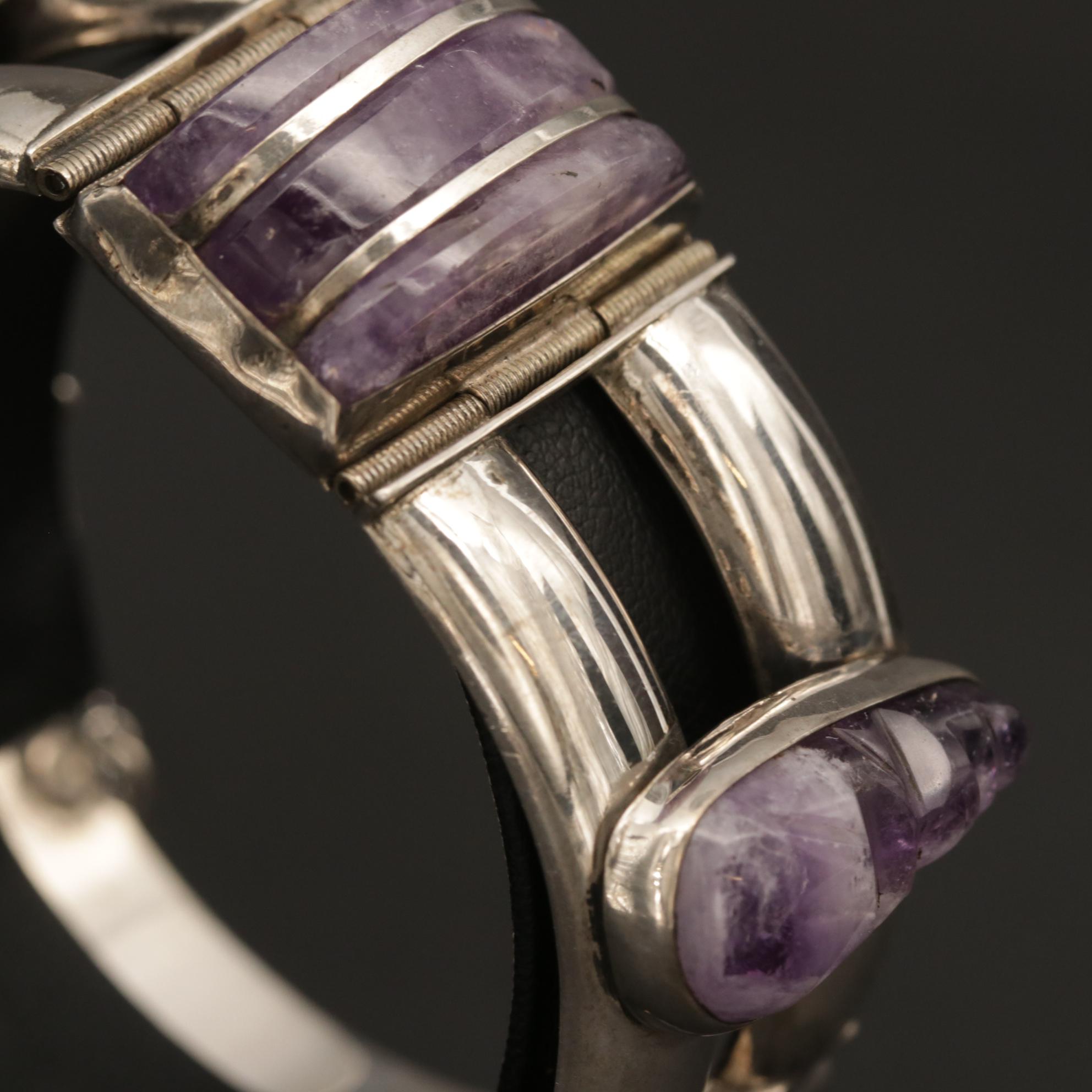 Mexican Sterling Silver Amethyst Bracelet