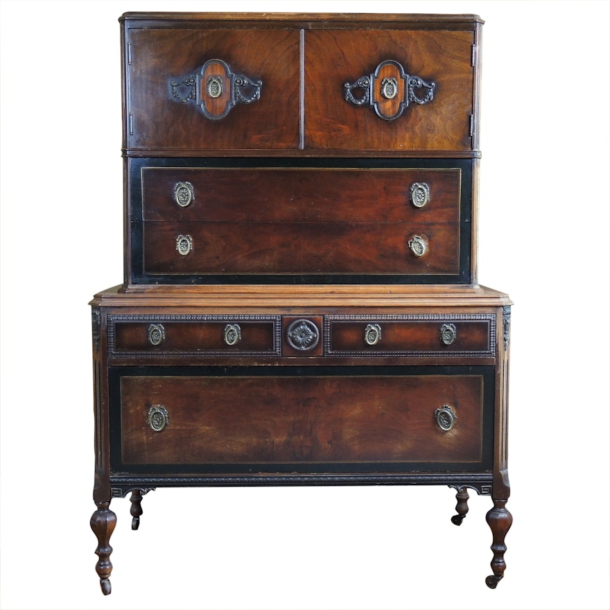 Rockford Furniture Co., Louis XVI Style Walnut-Veneered Chest-on-Chest