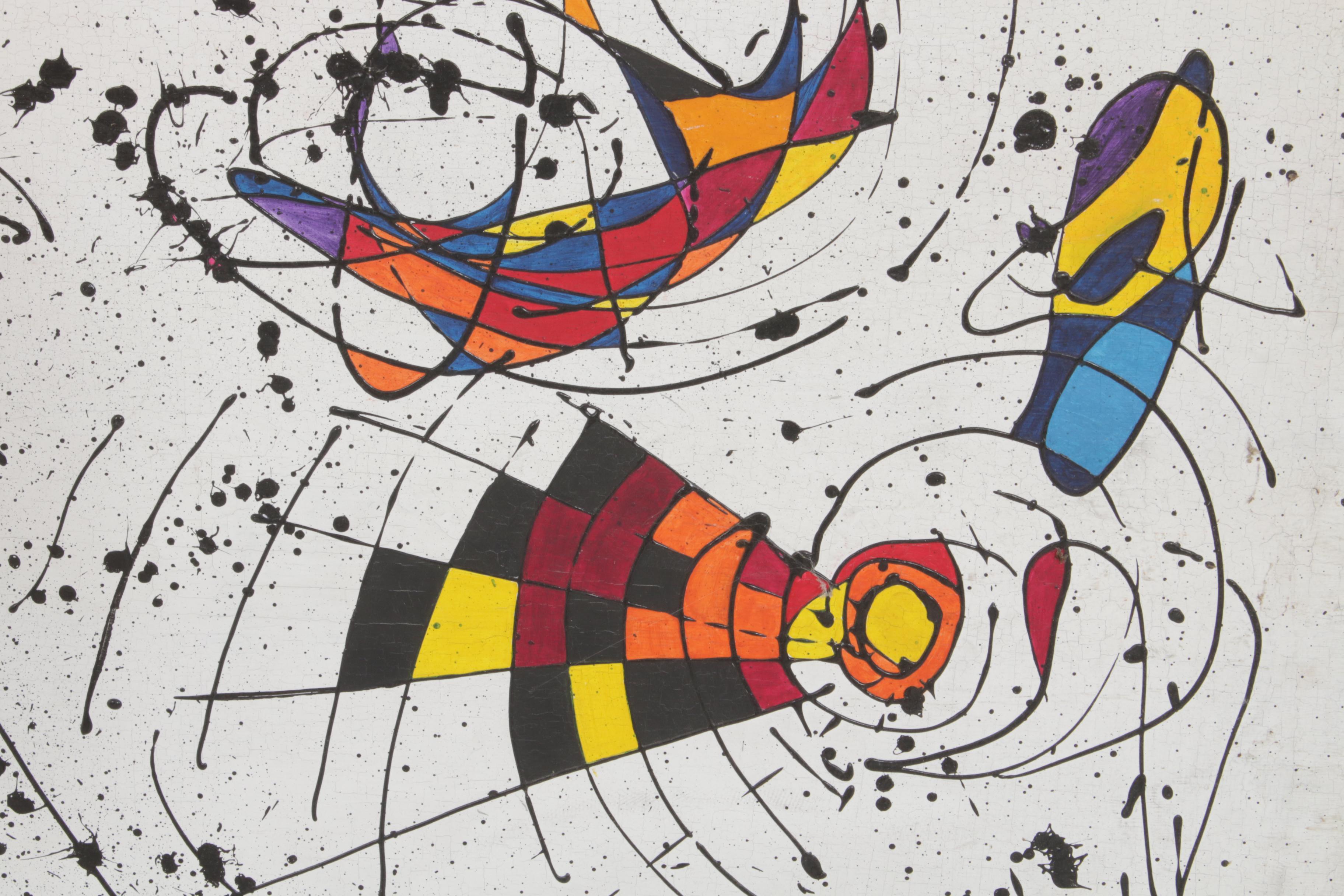 V. R. Hunter Gonzo Style Abstract Oil Painting, Mid to Late 20th Century