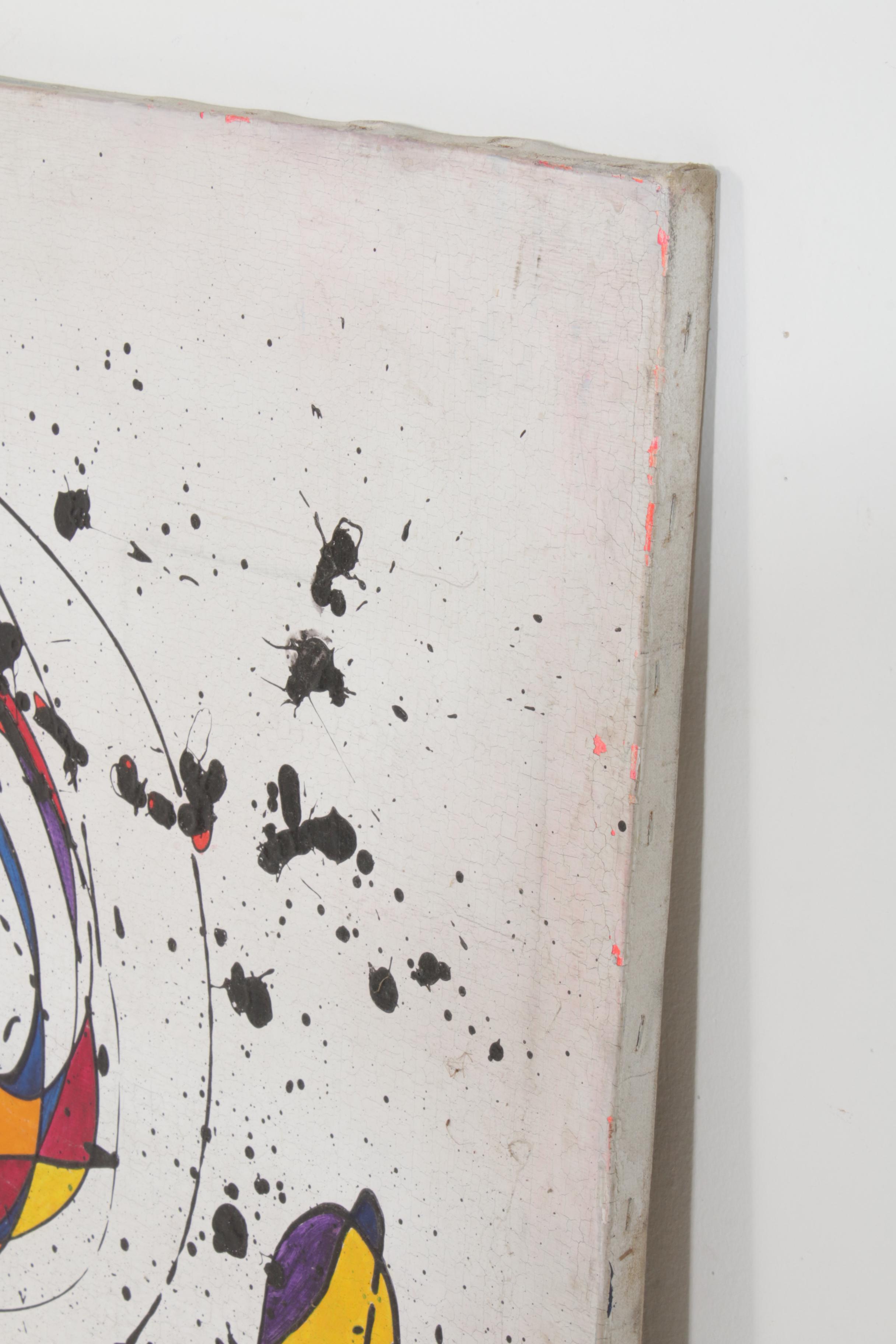 V. R. Hunter Gonzo Style Abstract Oil Painting, Mid to Late 20th Century