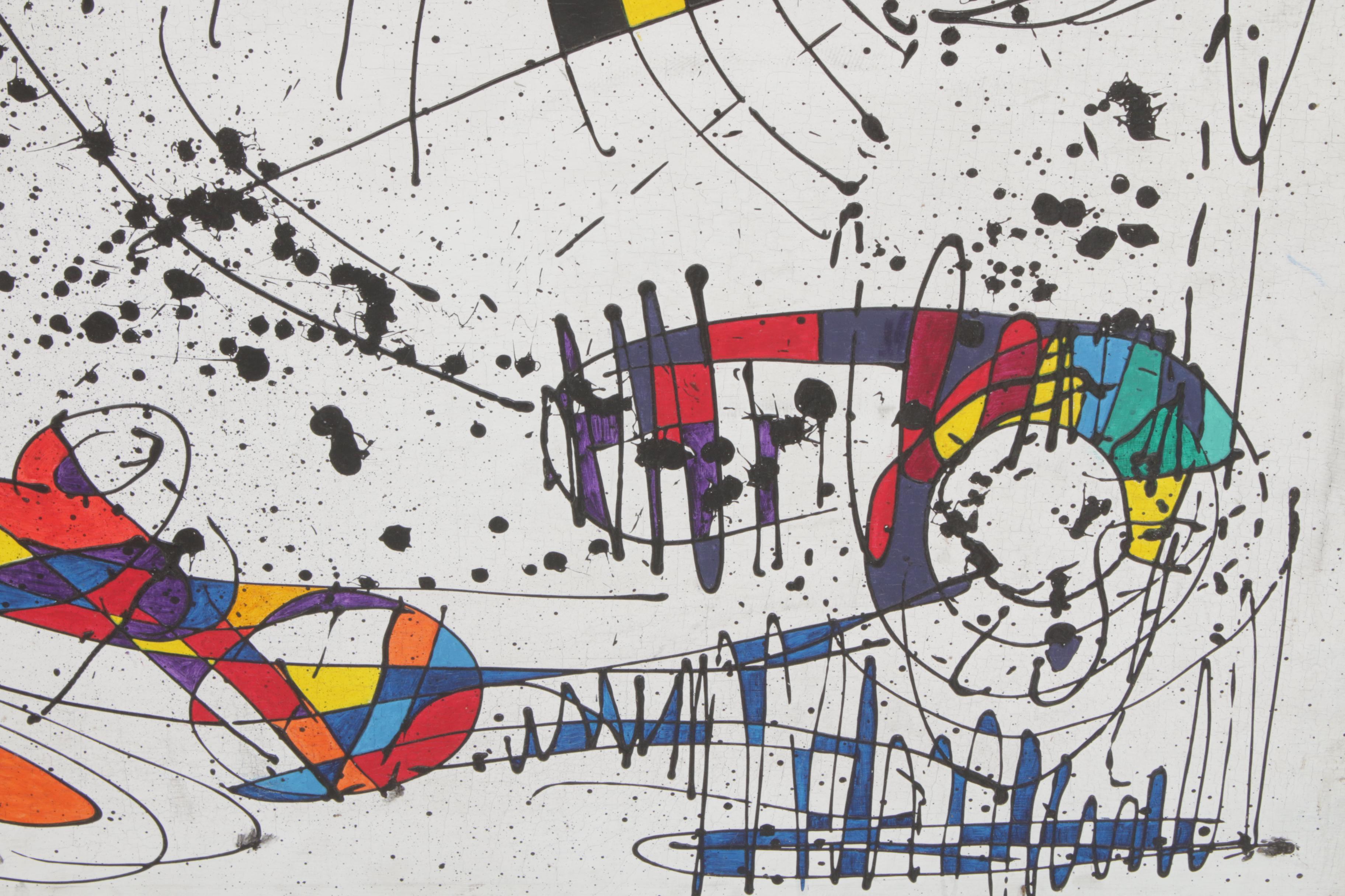 V. R. Hunter Gonzo Style Abstract Oil Painting, Mid to Late 20th Century