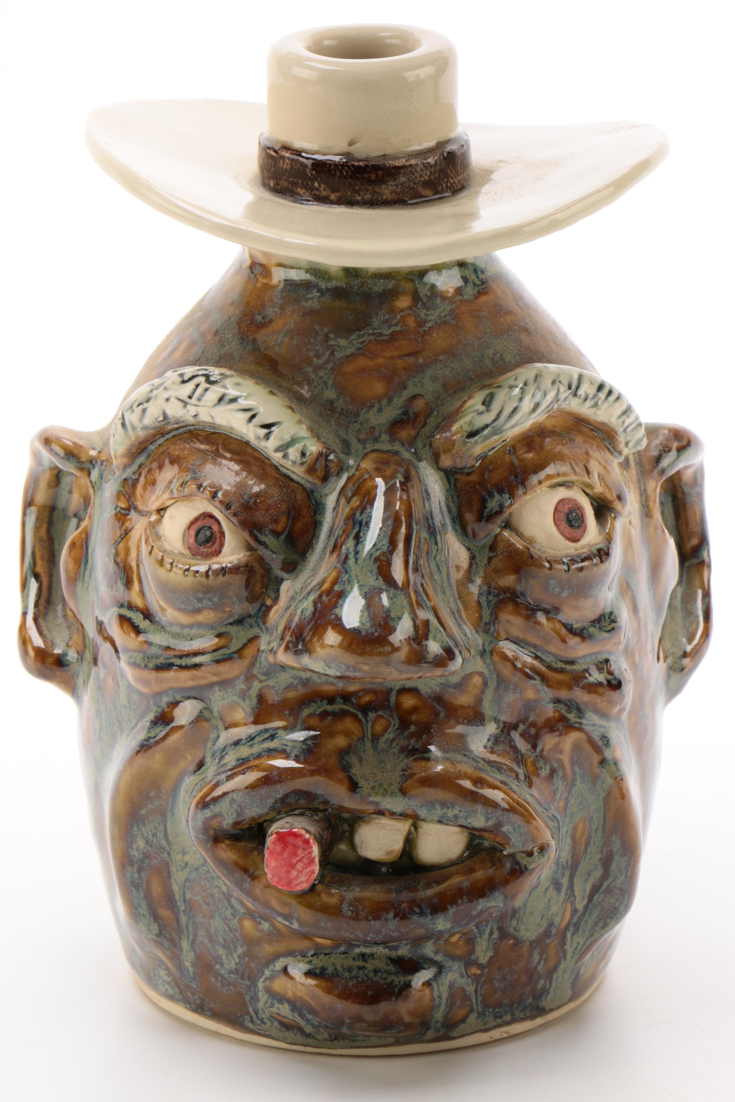 Rock Pottery Southern Folk Art Ceramic Face Jugs, 21st Century