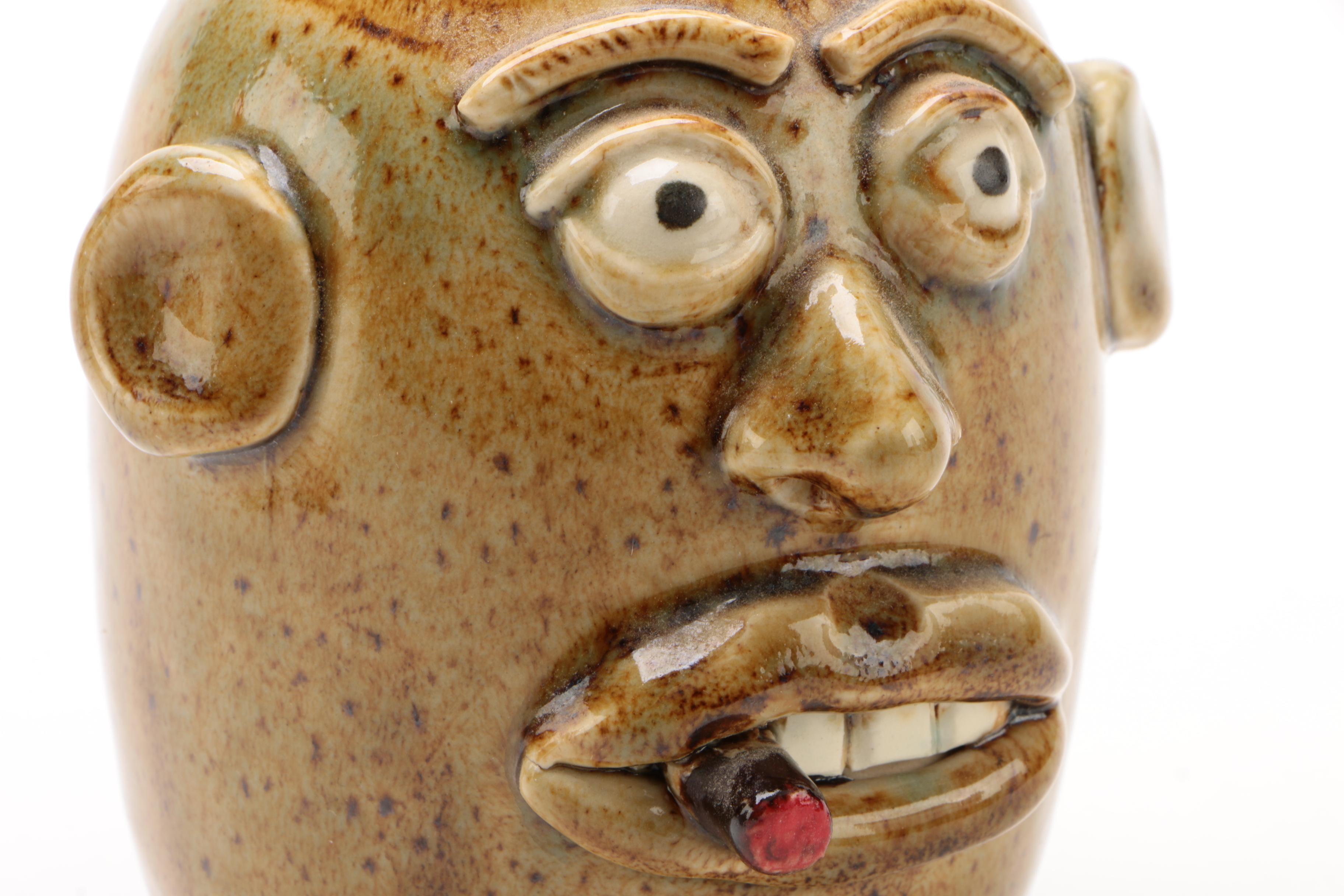 Rock Pottery Southern Folk Art Ceramic Face Jugs, 21st Century