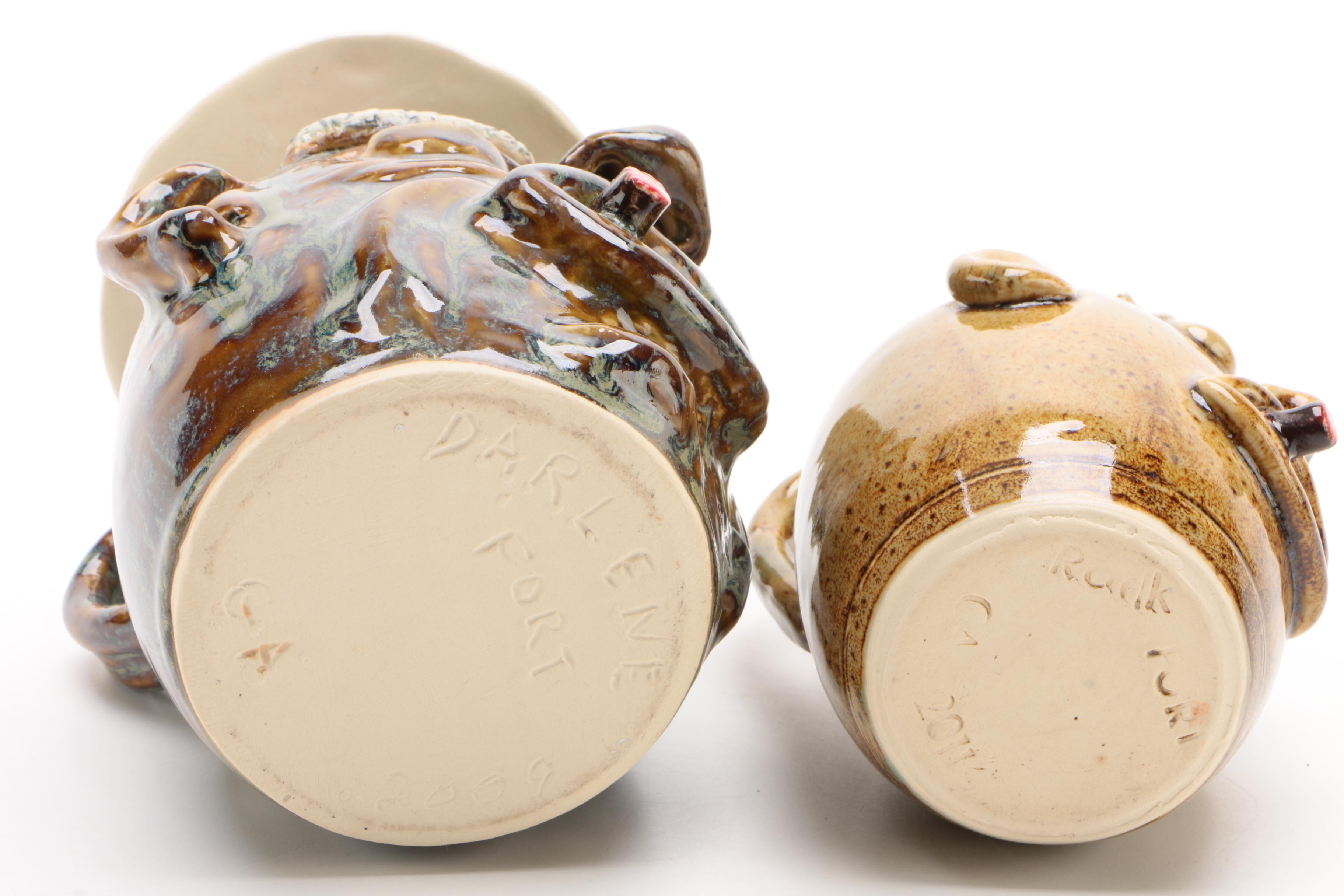 Rock Pottery Southern Folk Art Ceramic Face Jugs, 21st Century