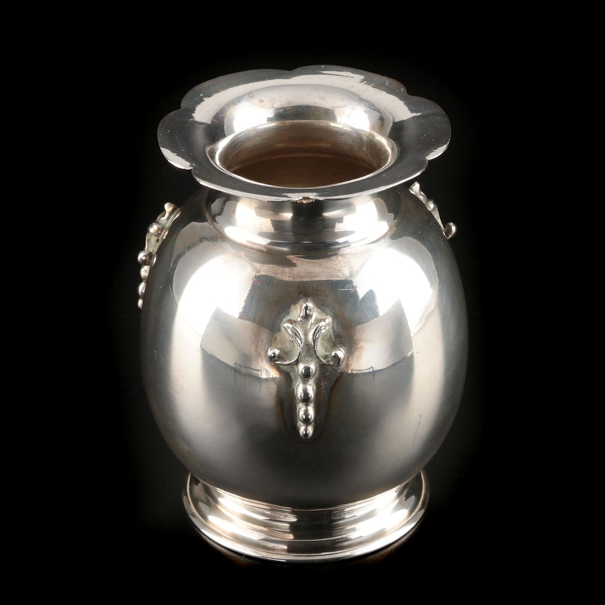 Italian 800 Silver Vase with Applied Details, Early/Mid 20th Century