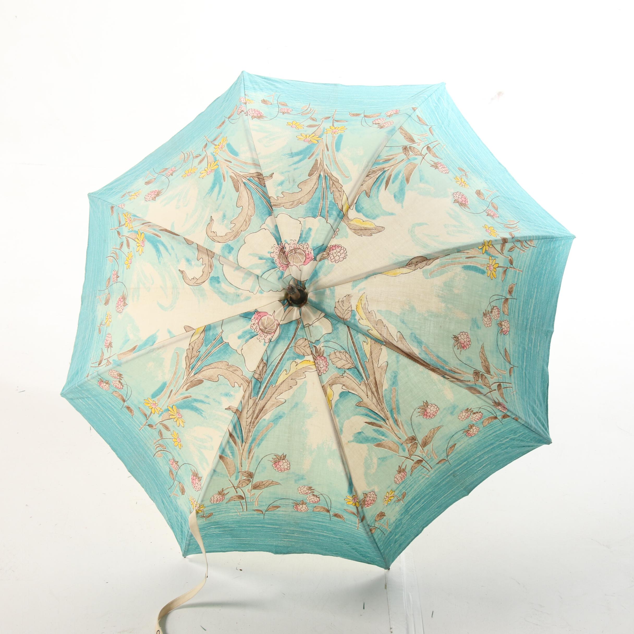 Austrian and Italian Made Cotton and Nylon Parasols, Vintage