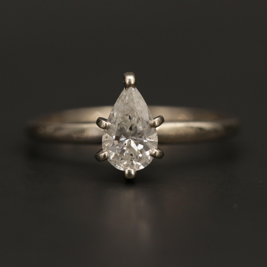 14K White Gold Diamond Solitaire Ring