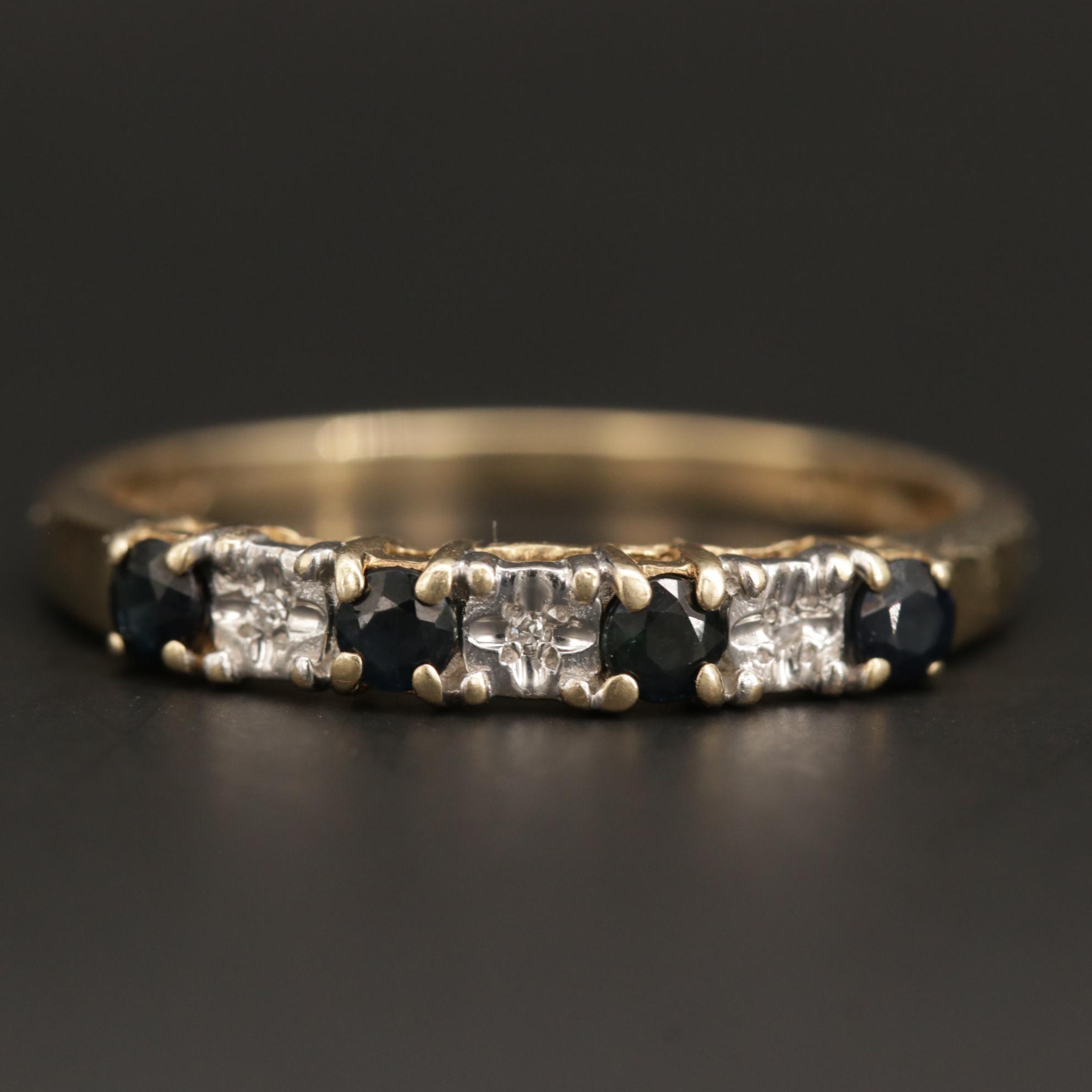 10K Band with Alternating Sapphires and Diamonds