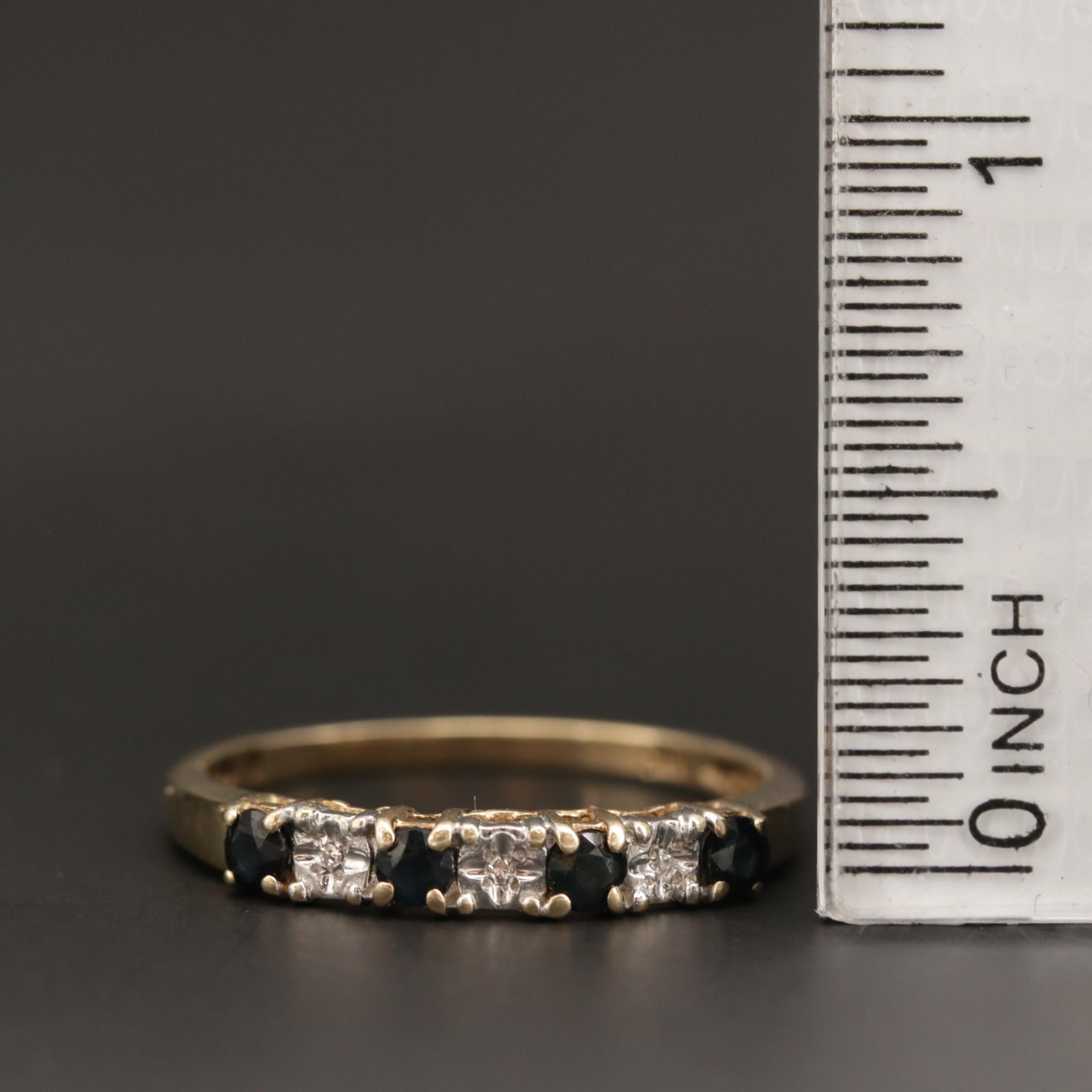 10K Band with Alternating Sapphires and Diamonds