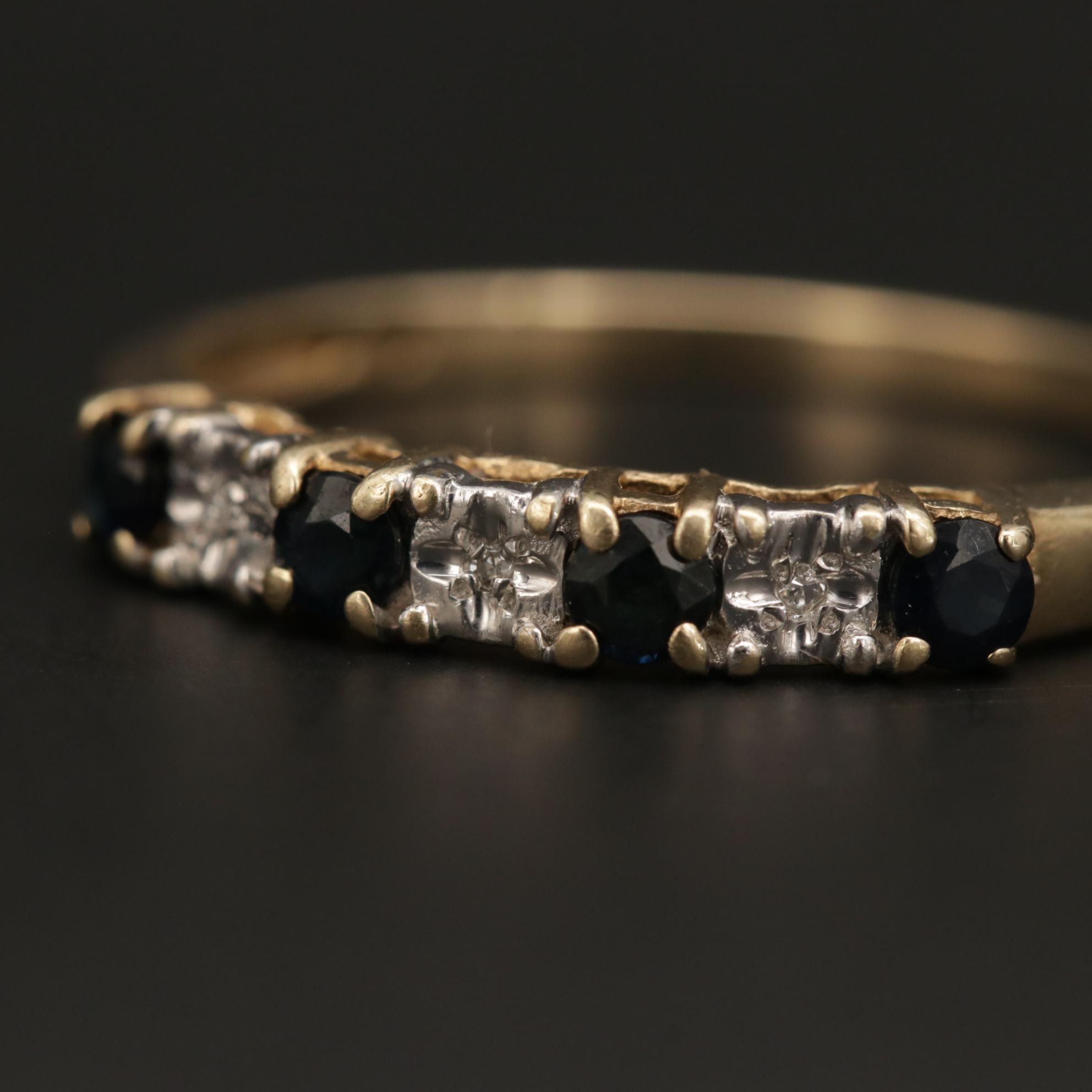 10K Band with Alternating Sapphires and Diamonds