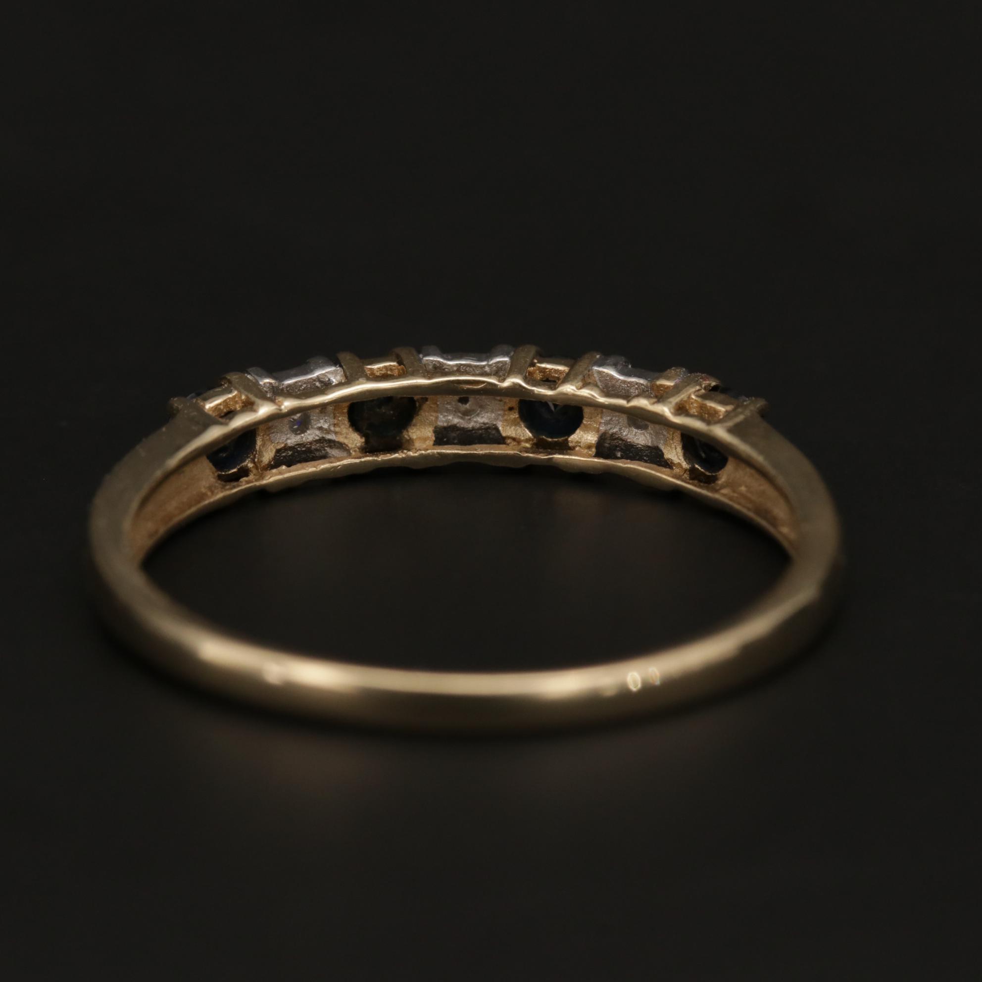 10K Band with Alternating Sapphires and Diamonds