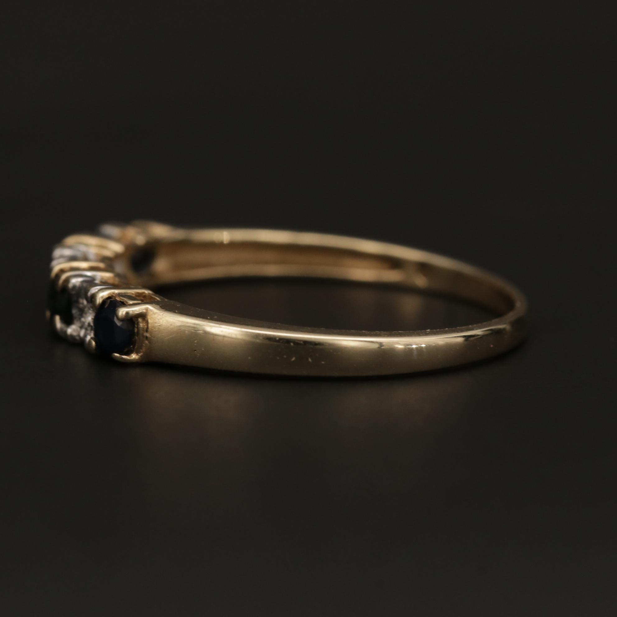 10K Band with Alternating Sapphires and Diamonds
