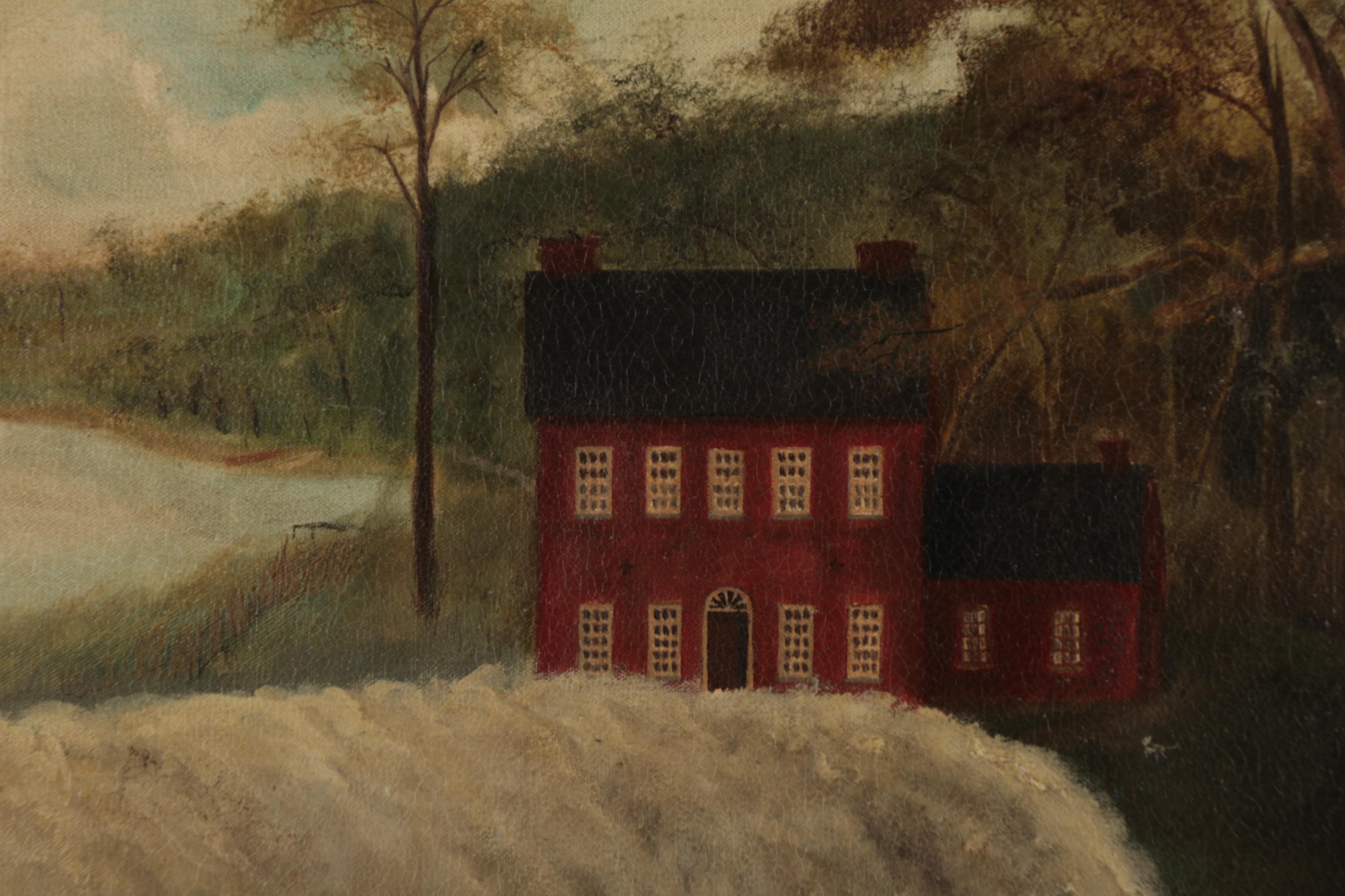 Elizabeth Gilkey Folk Art Oil Painting of Sheep