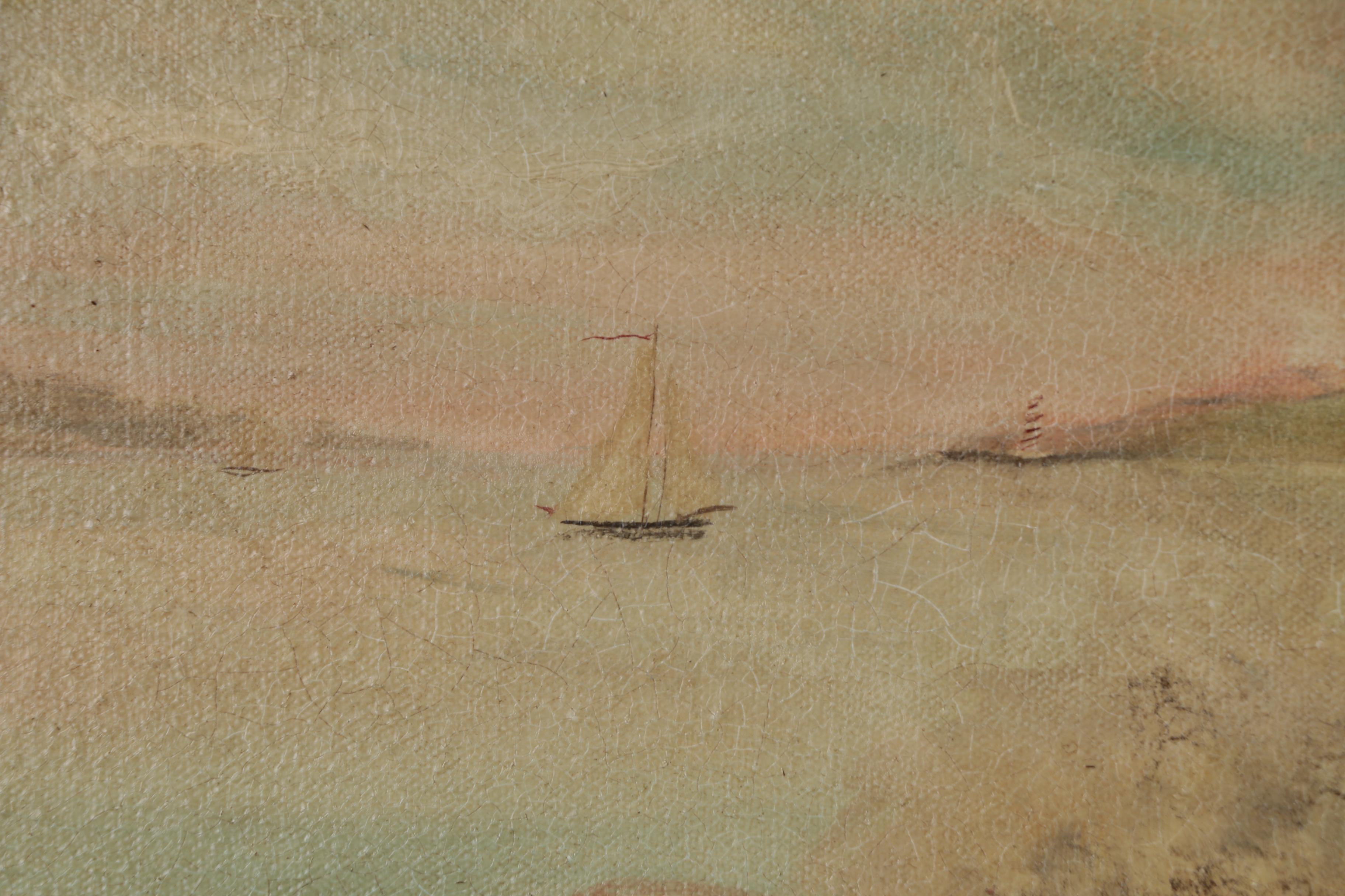 Elizabeth Gilkey Folk Art Oil Painting of Sheep