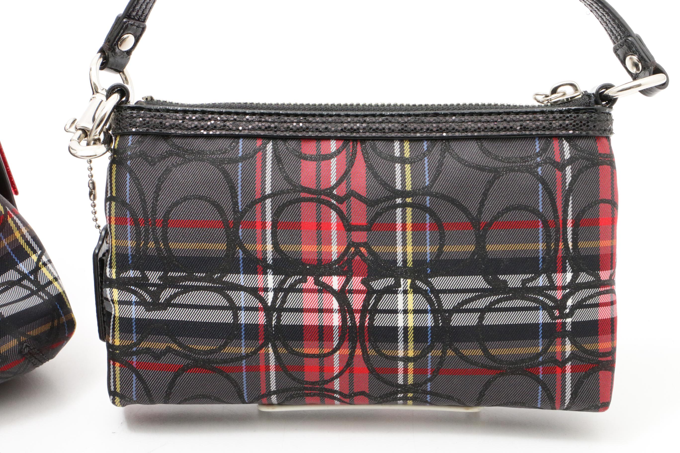 Coach Poppy Tartan Plaid Signature Handbag and Wristlets