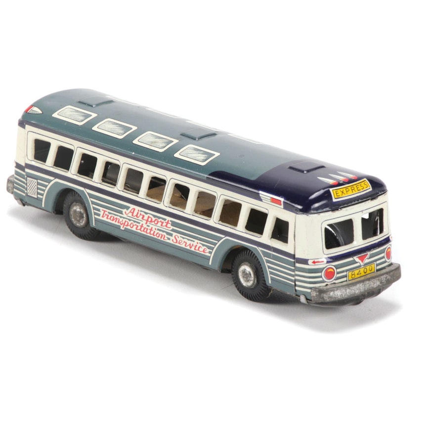 Marx Toys Tin Litho "Airport Transportation Service" Bus, 1950s