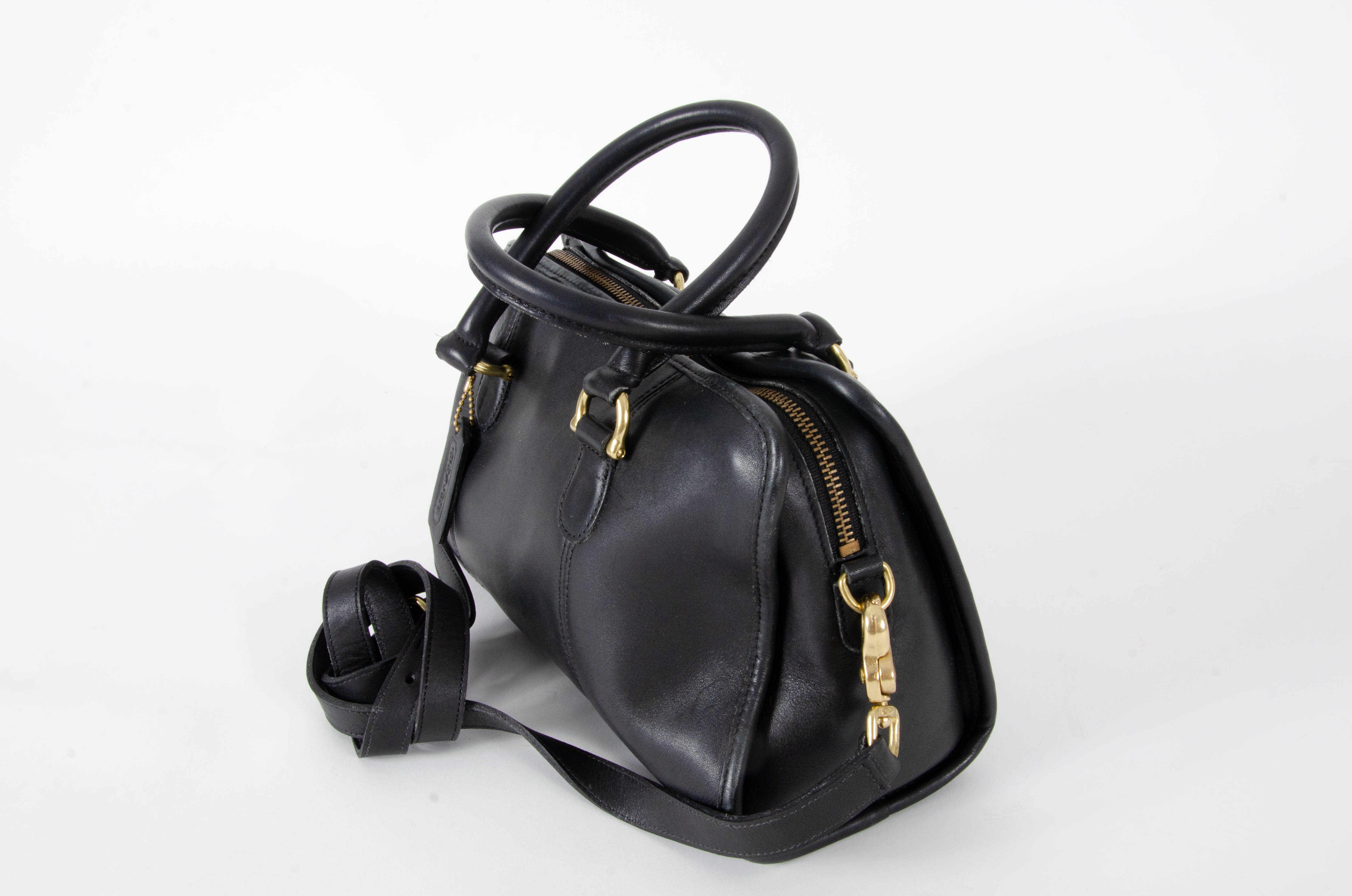 Coach Beaumont vgBlack Leather Satchel with Detachable Crossbody Strap, Vintage