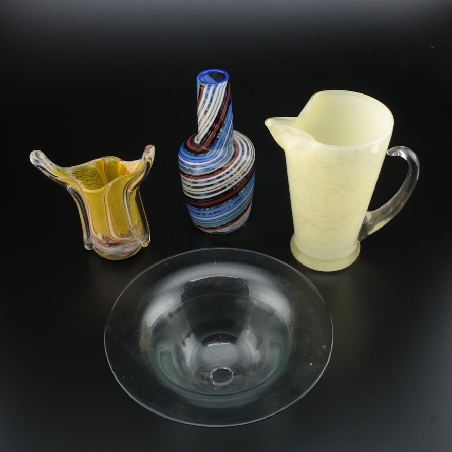 Blown Glass Vase and Bowl with More Glass Décor