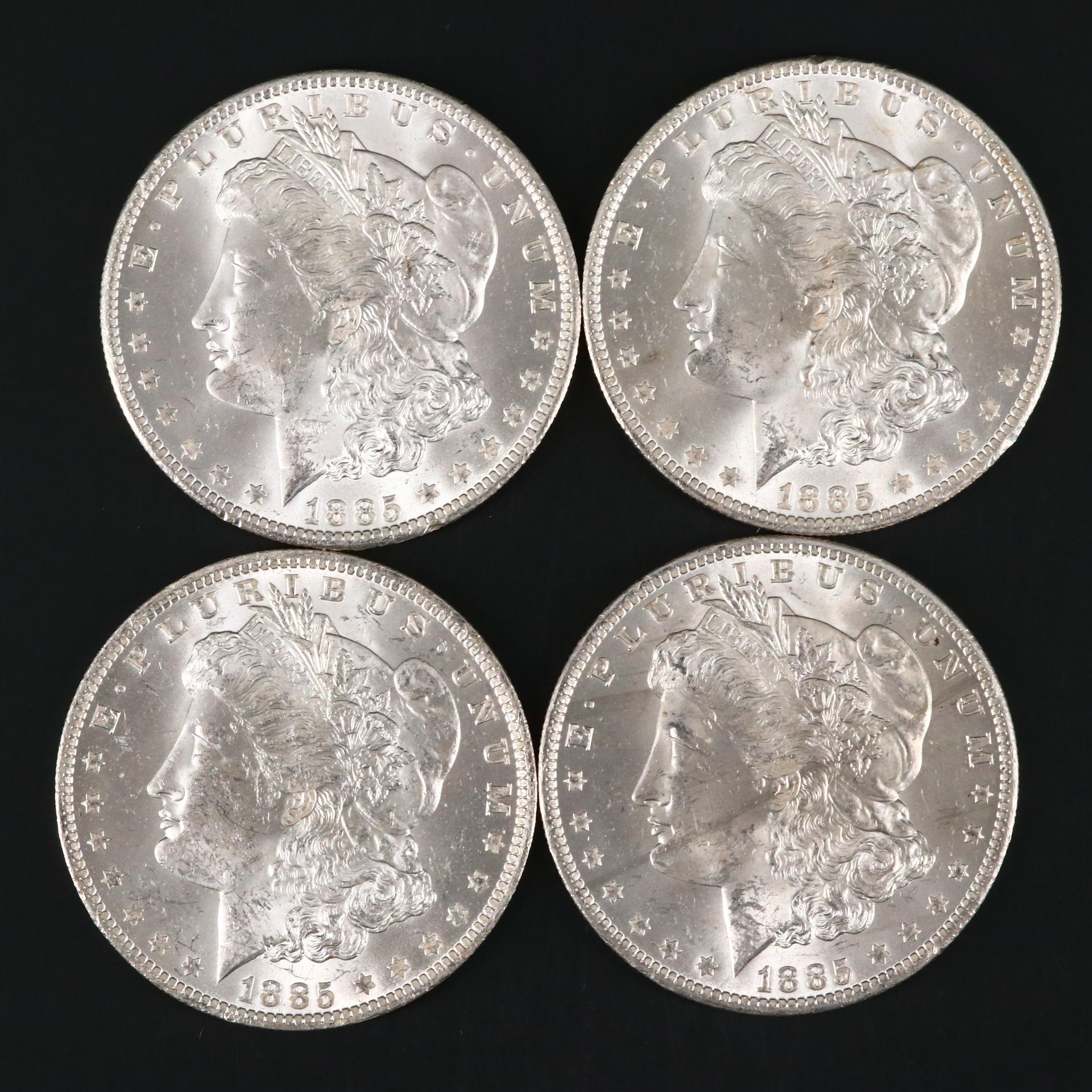 Eight Uncirculated Morgan Silver Dollars