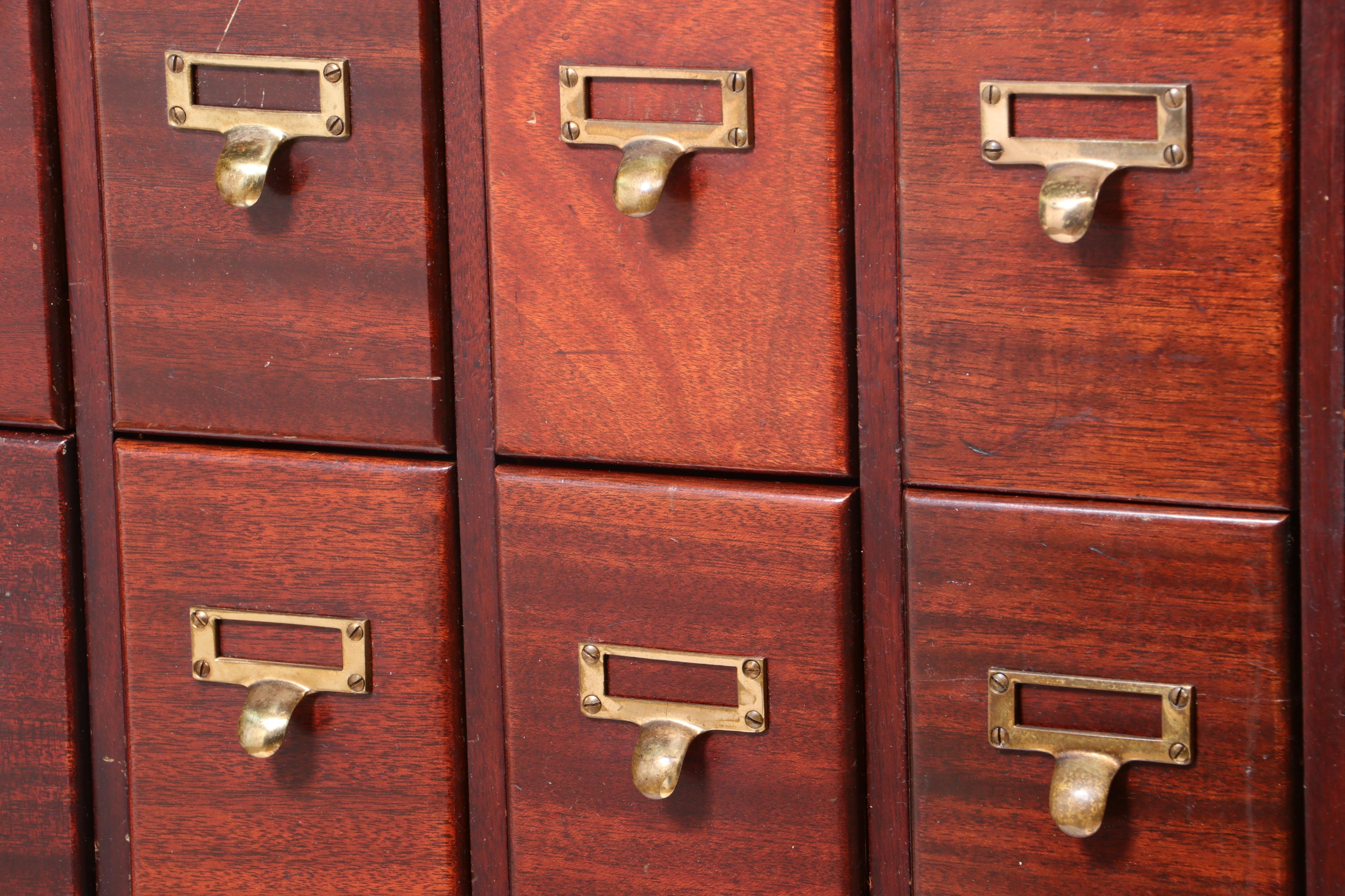 Library Bureau-Makers, Mahogany and Glass-Footed Five-Stack Card File Cabinet