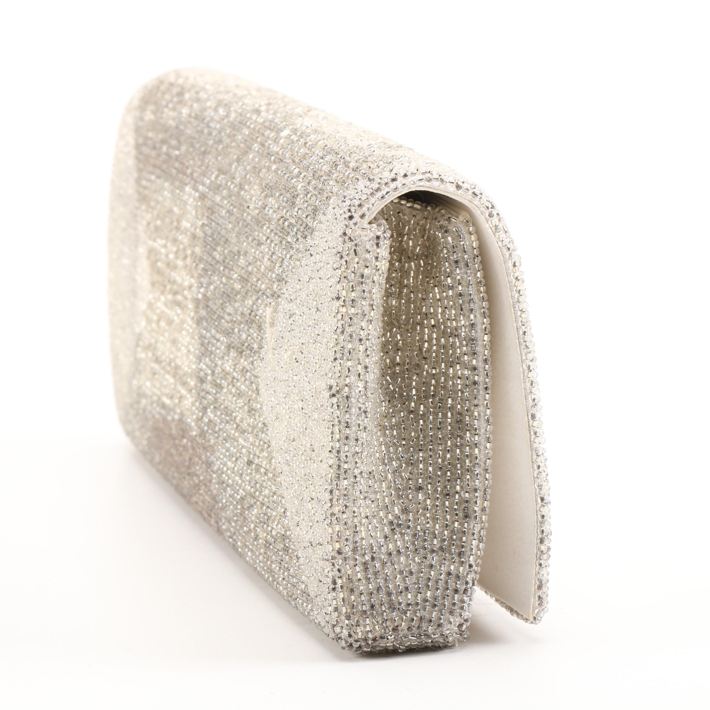 Japanese Wako Co., Ltd. Glass Beaded Silk Clutch, Vintage