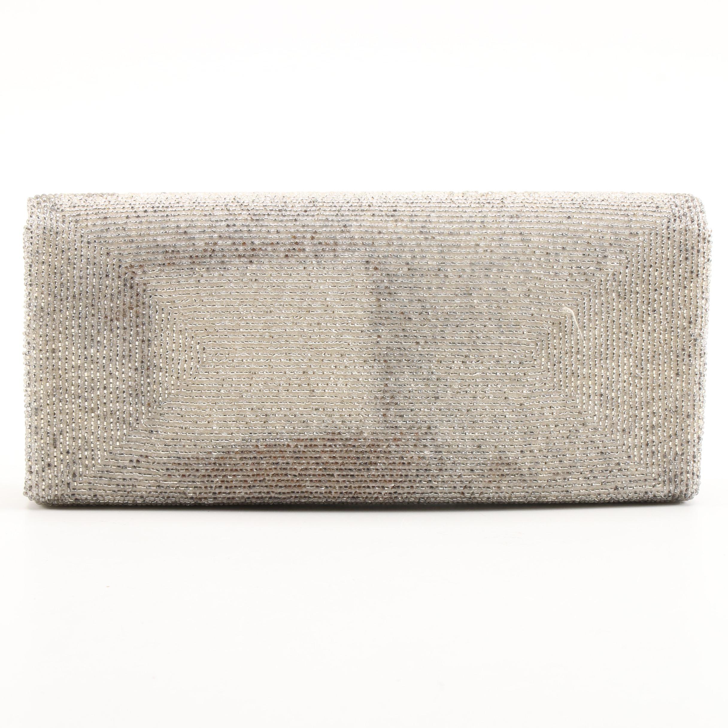 Japanese Wako Co., Ltd. Glass Beaded Silk Clutch, Vintage