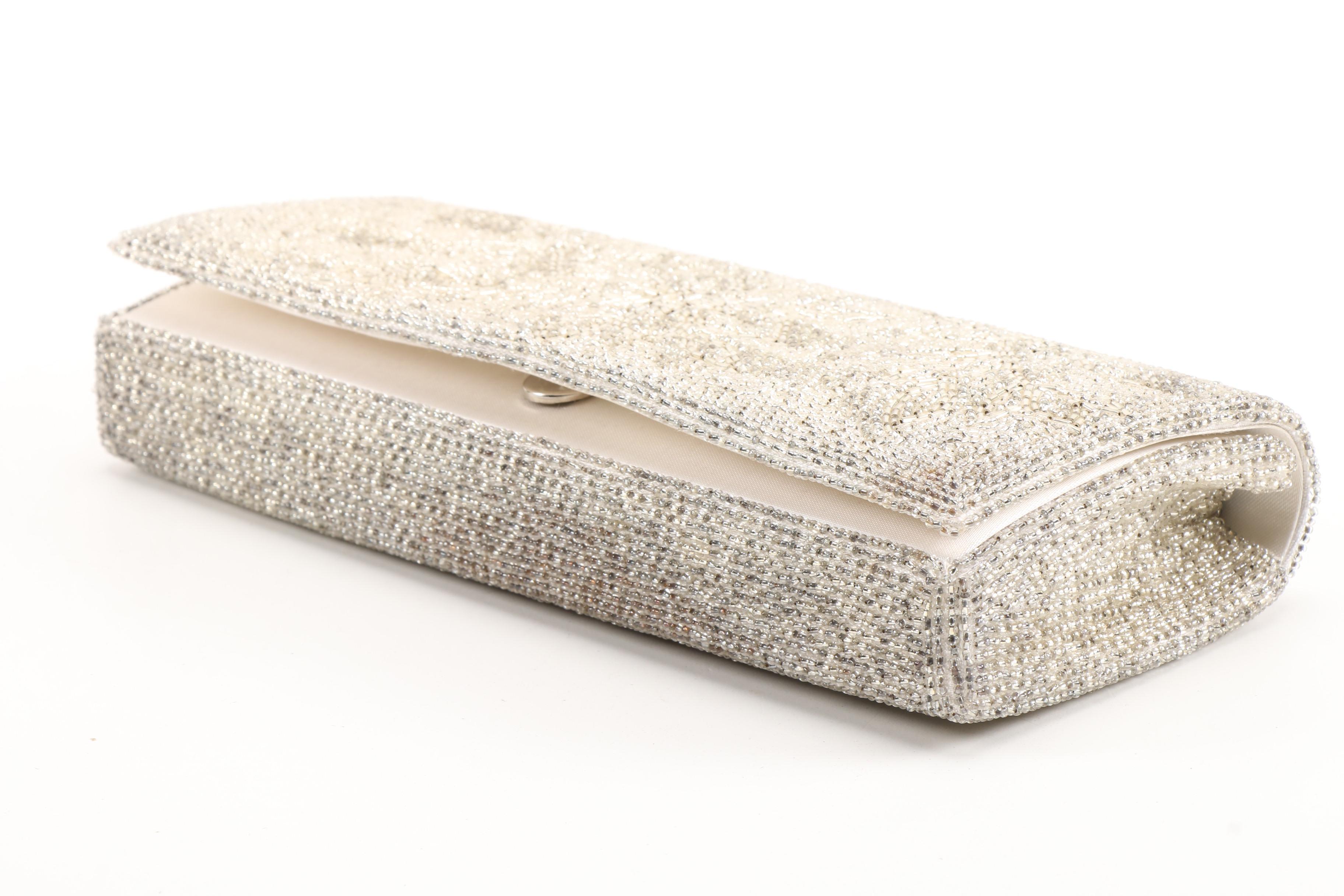 Japanese Wako Co., Ltd. Glass Beaded Silk Clutch, Vintage