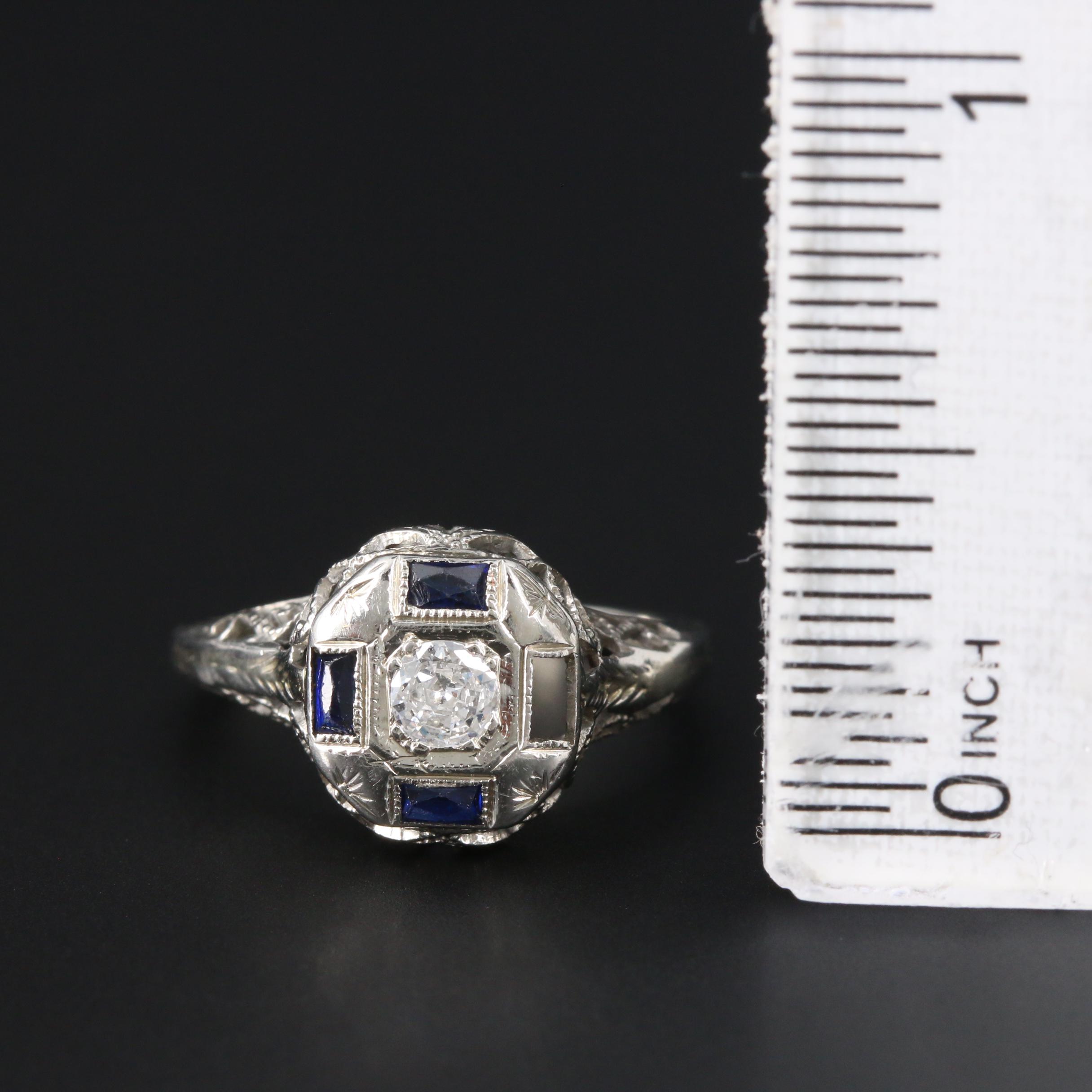 18K White Gold Diamond and Sapphire Ring